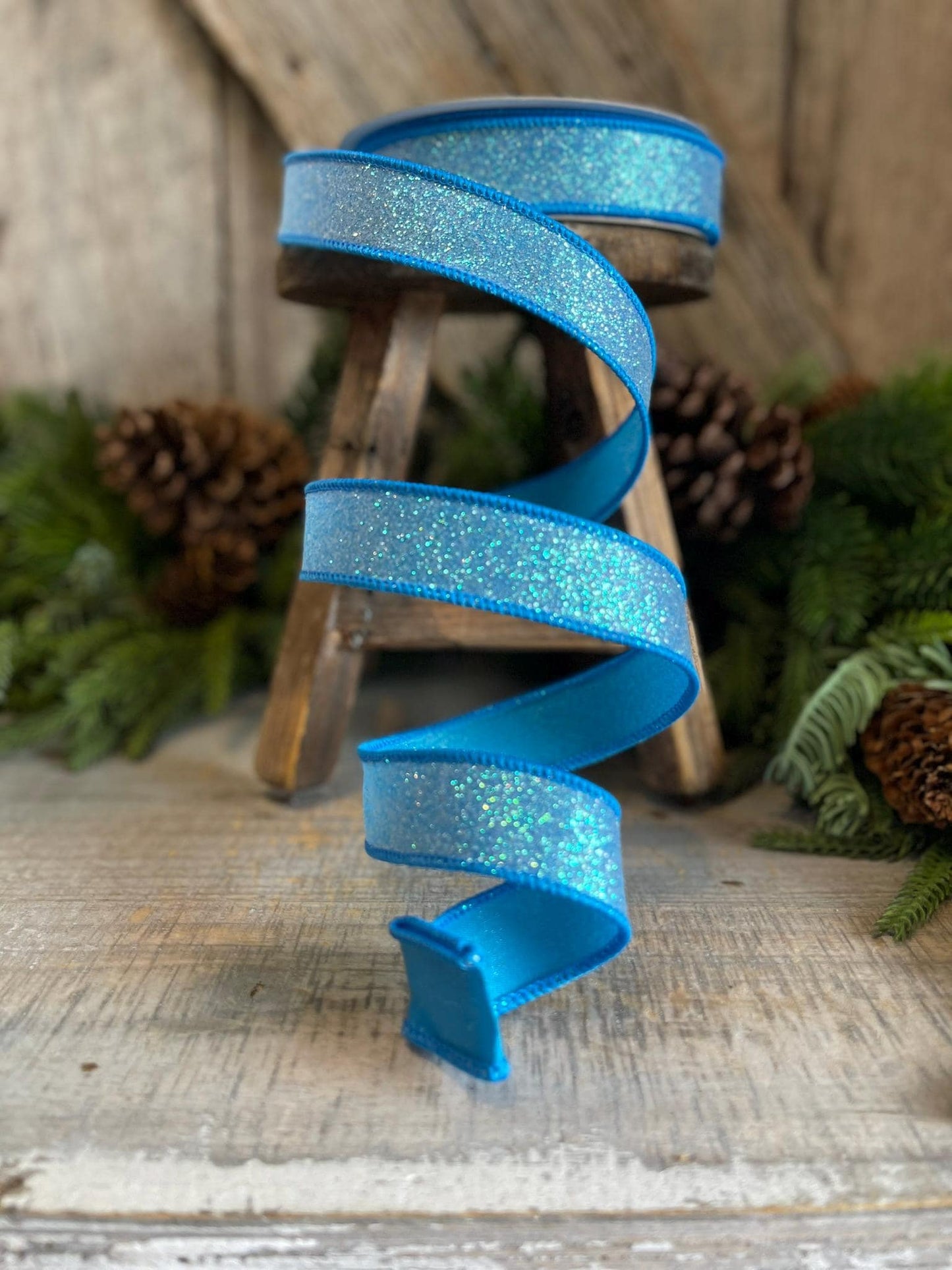 1" Turquoise Sugar Frost Ribbon, Farrisilk Ribbon