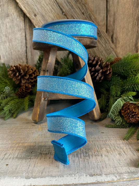 1" Turquoise Sugar Frost Ribbon, Farrisilk Ribbon, Turquoise Ribbon, Candy Theme Ribbon, Designer Ribbon, Teal Wired Ribbon, RS127-79