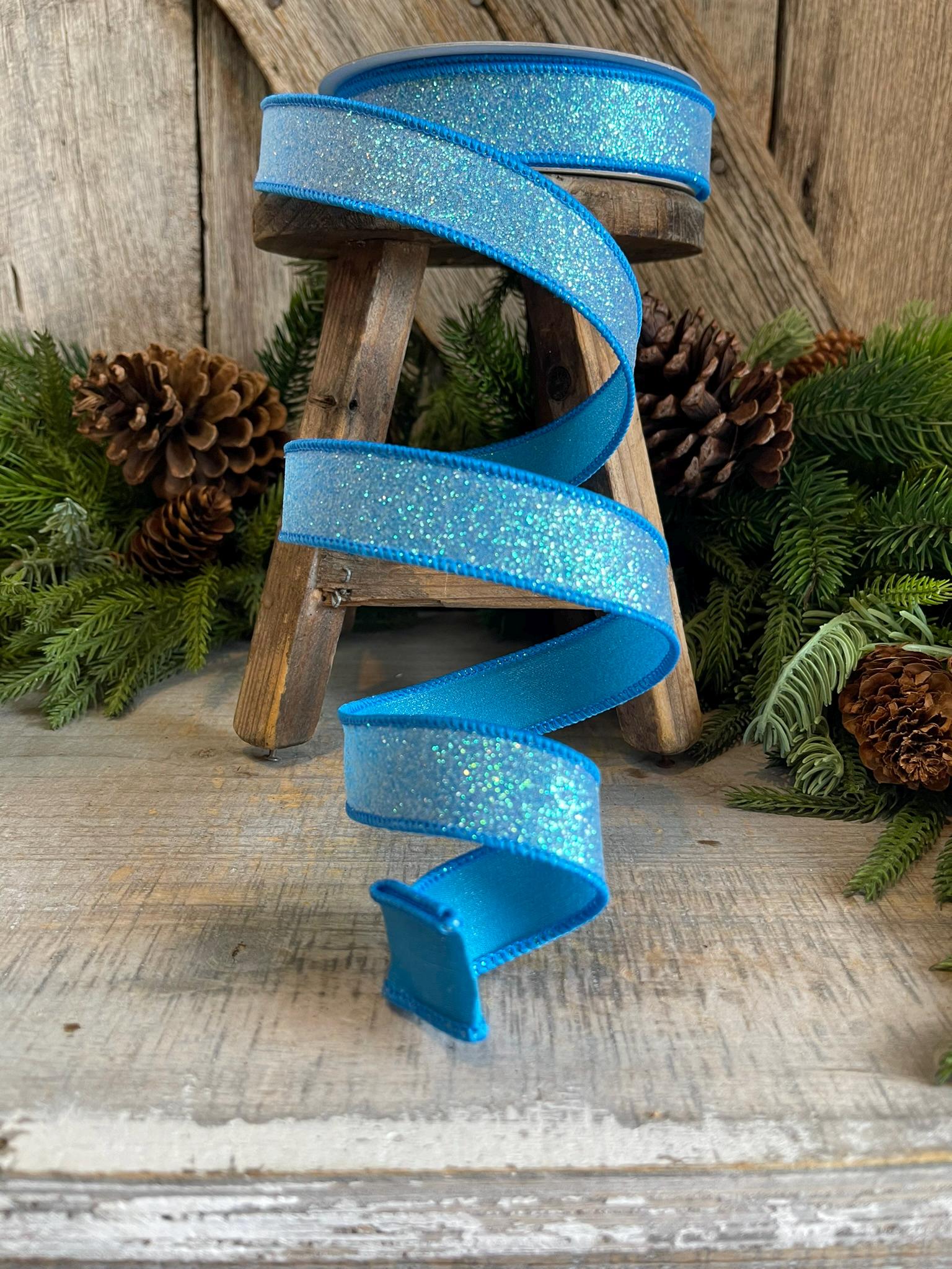 1" Turquoise Sugar Frost Ribbon, Farrisilk Ribbon