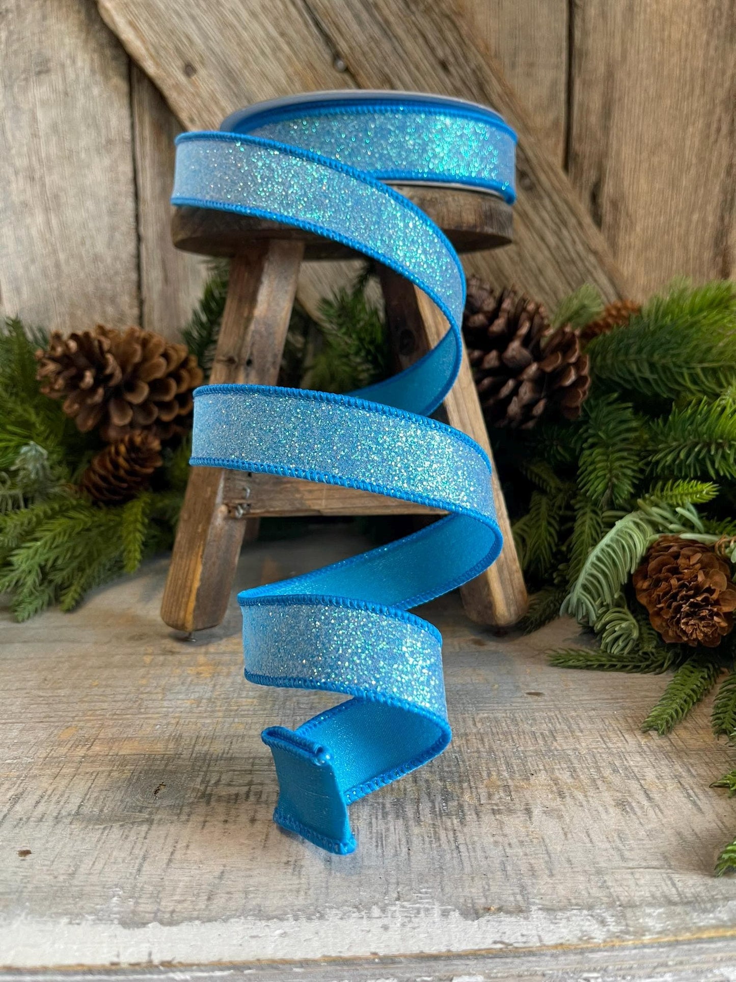 1" Turquoise Sugar Frost Ribbon, Farrisilk Ribbon