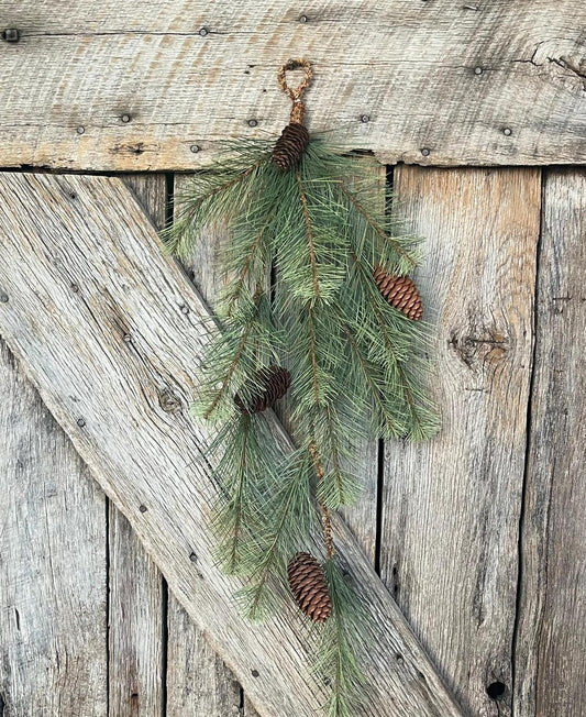 30"L PINE/PINECONE Hanging Swag, Pine Swag, Christmas Pine Swag, Artificial Pine Swag, Christmas Swag, Christmas Front Door, XX9366