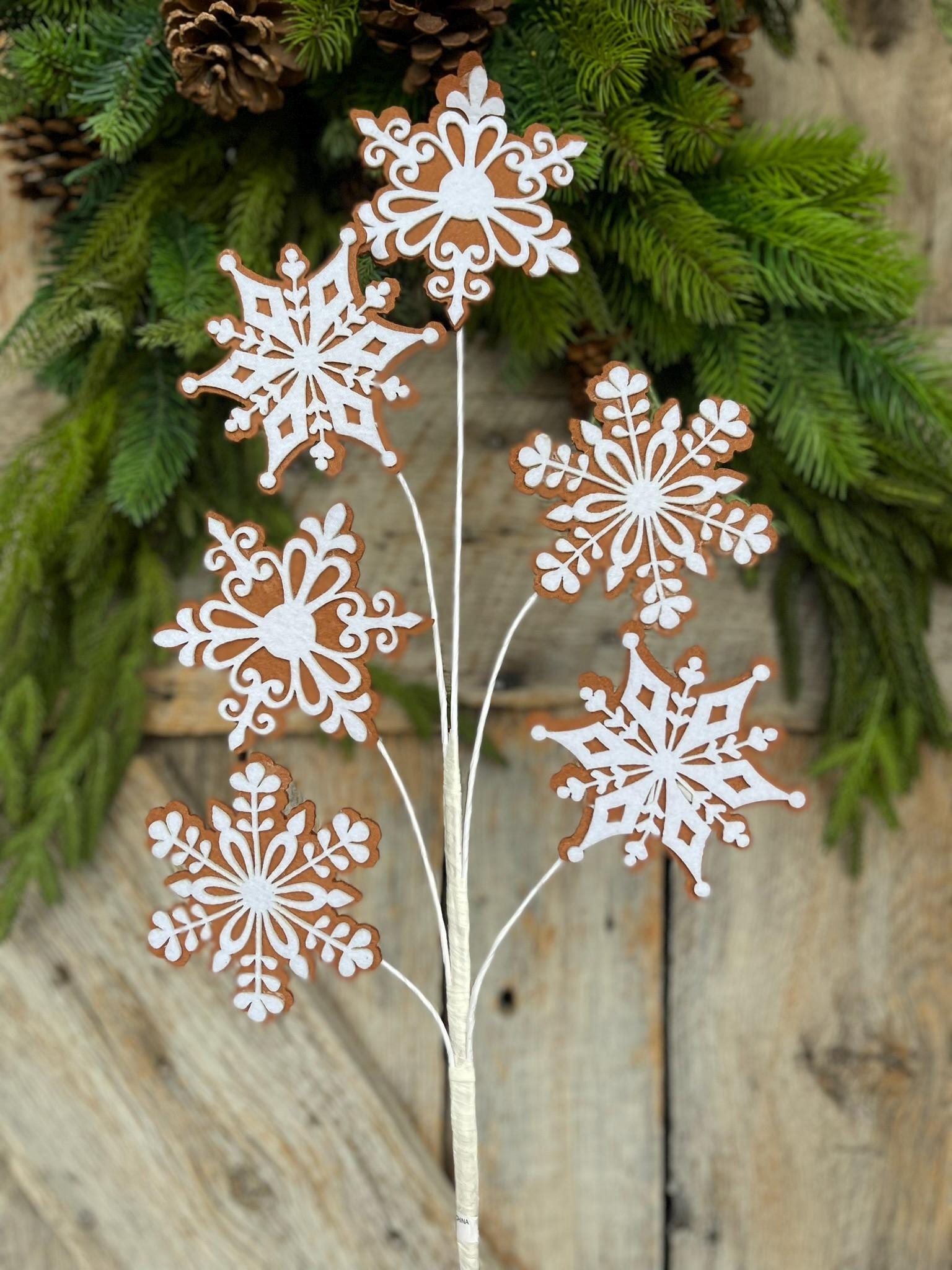 28" Gingerbreak Snowflake Spray, Snowflake Spray