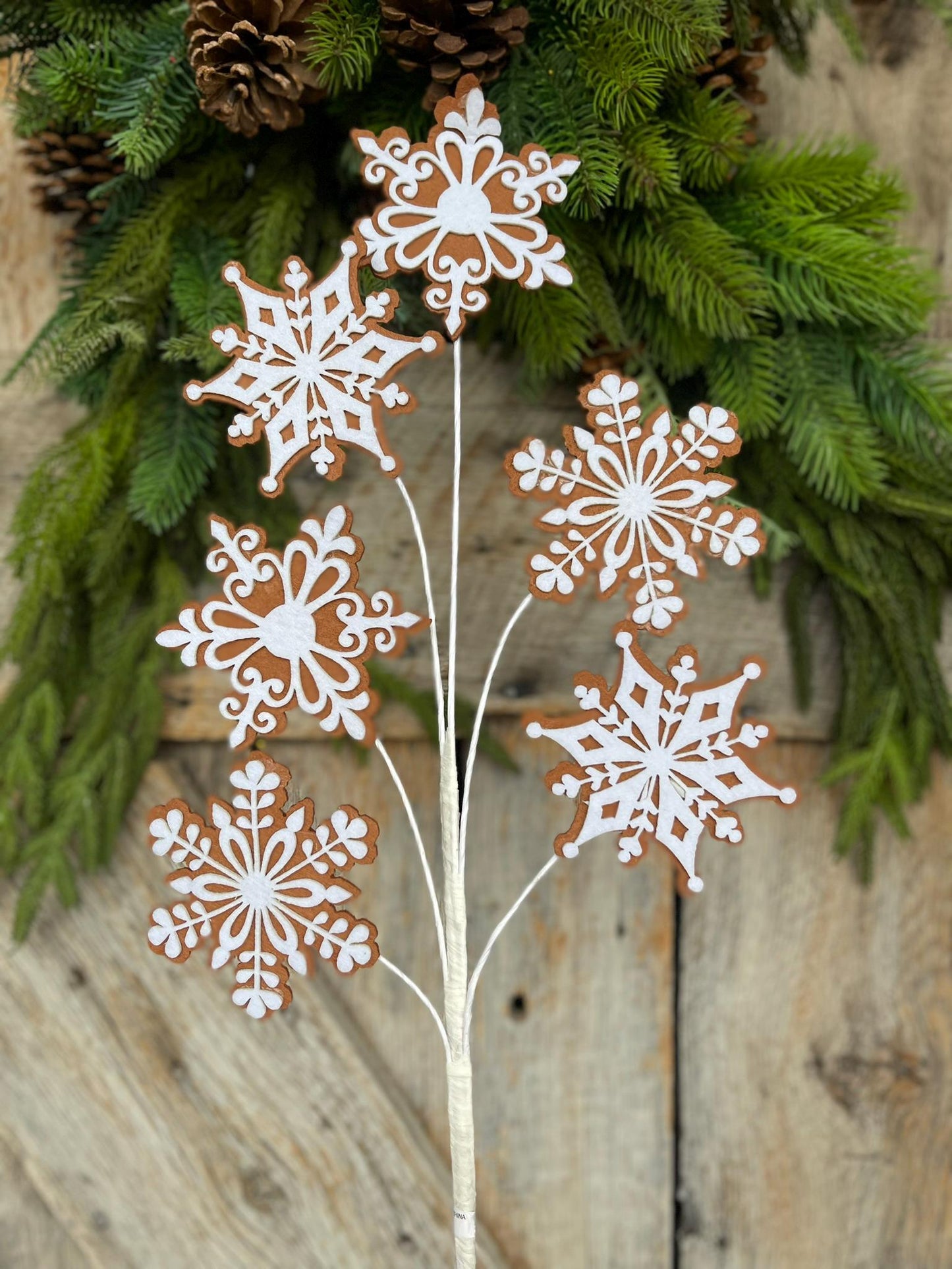 28" Gingerbreak Snowflake Spray, Snowflake Spray