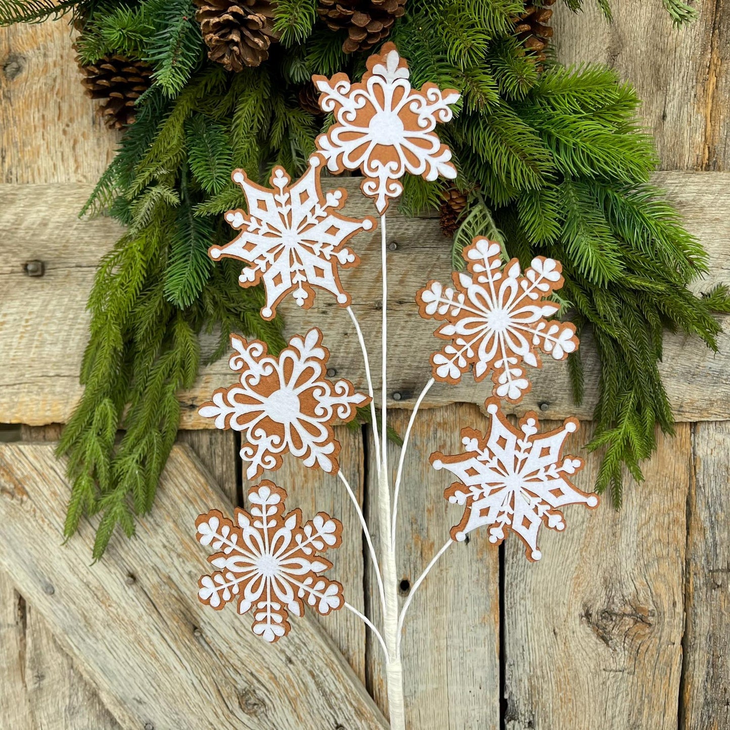 28" Gingerbreak Snowflake Spray, Snowflake Spray