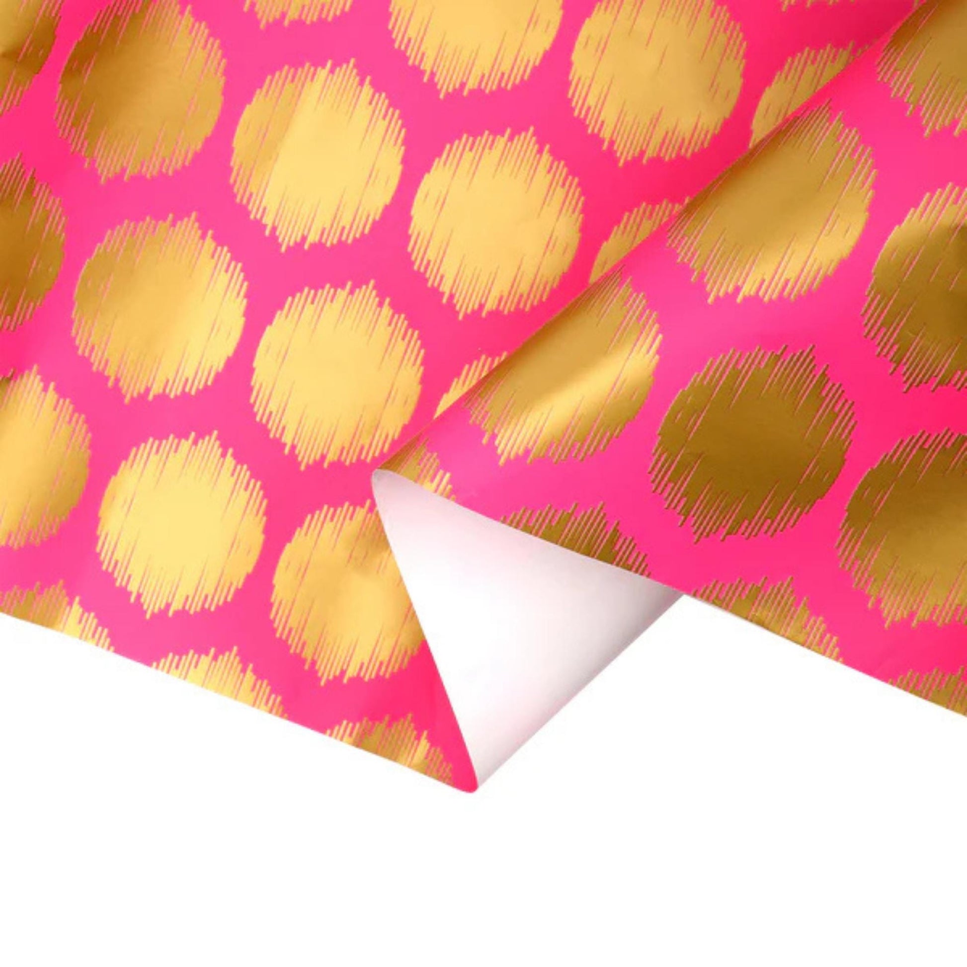 30" x 10' Hot Pink and Gold Wrapping Paper, Pink and Gold Wrapping Paper