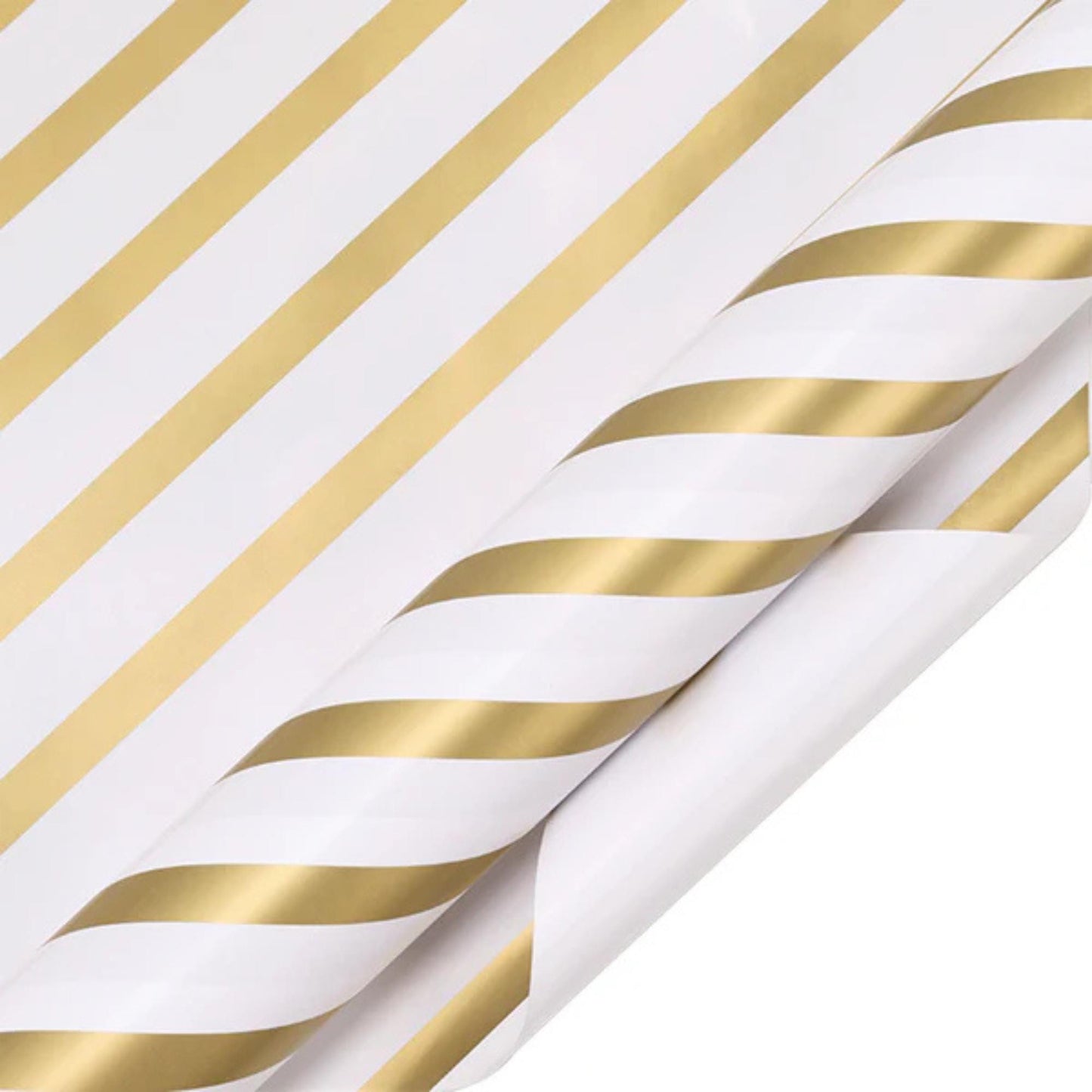 30" x 10' White Gold Diagonal Stripe Wrapping Paper, White and Gold Wrapping Paper