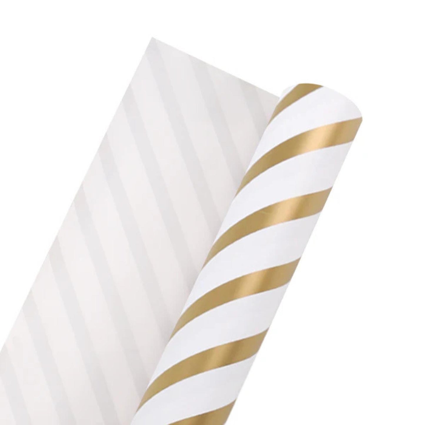 30" x 10' White Gold Diagonal Stripe Wrapping Paper, White and Gold Wrapping Paper