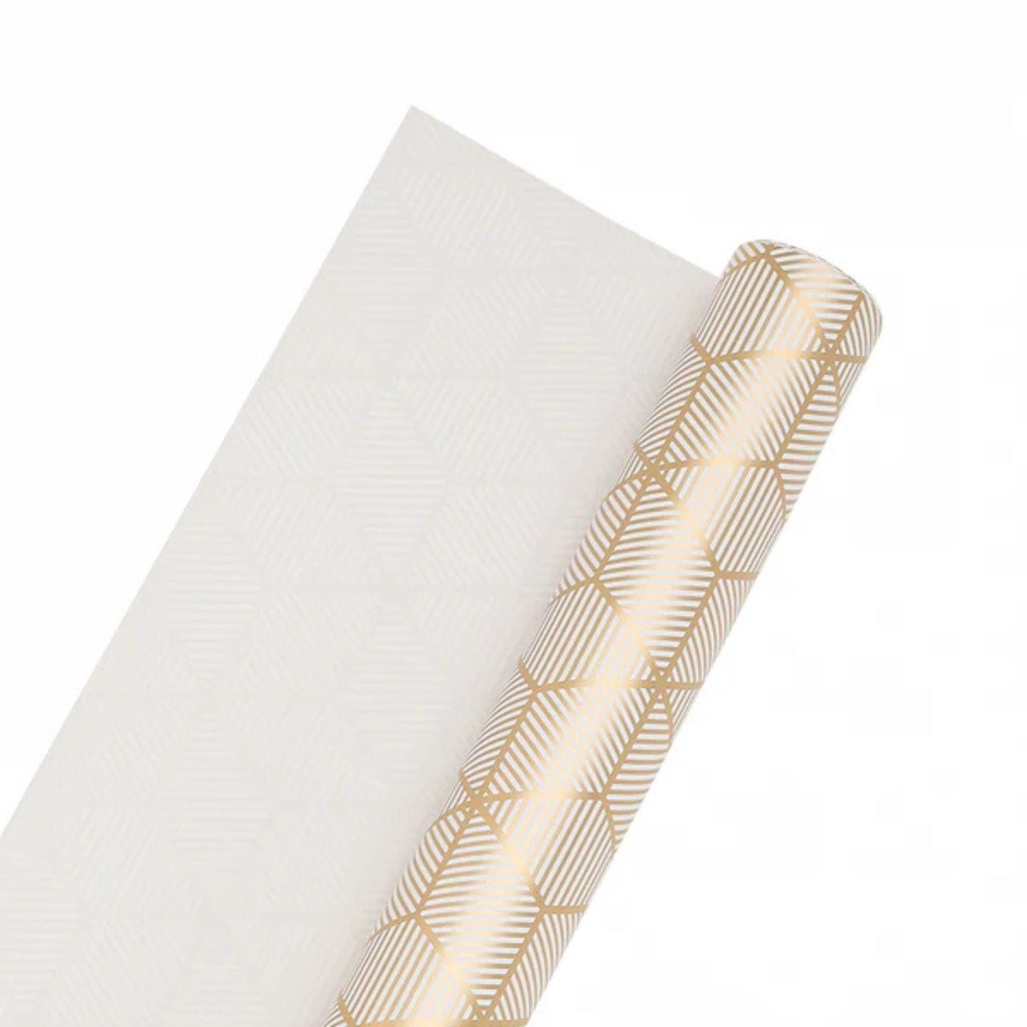 30" x 10' White Gold Geometric Wrapping Paper, White and Gold Wrapping Paper, Christmas Wrapping Paper, Wedding Wrapping Paper