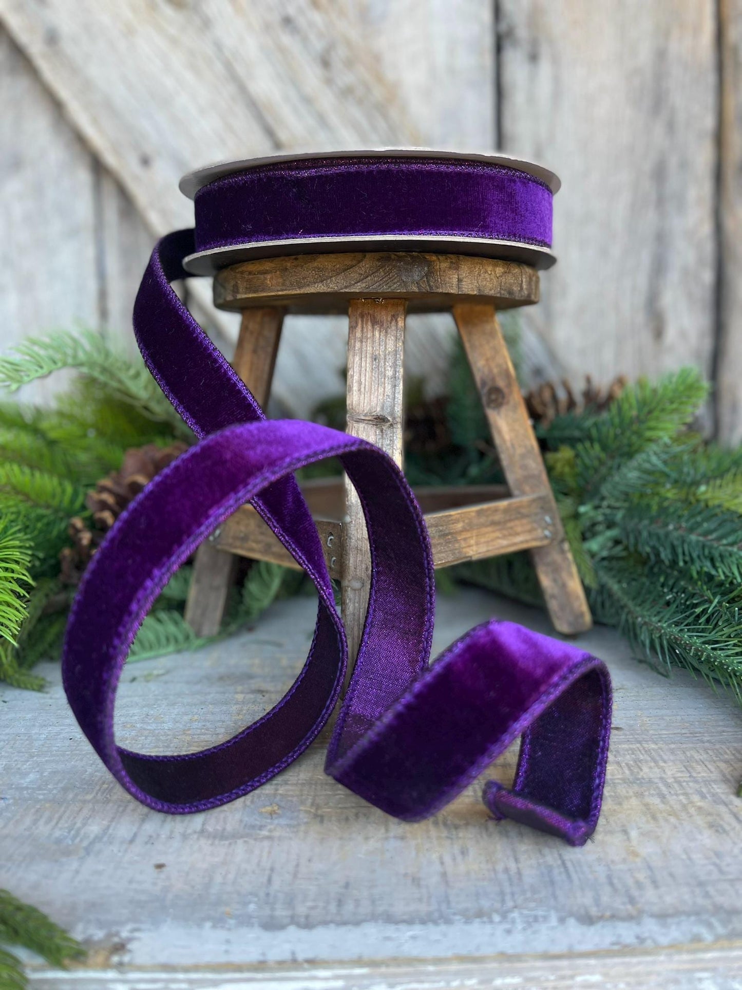 1" Purple Velvet Luster Ribbon, Farrisilk Ribbon