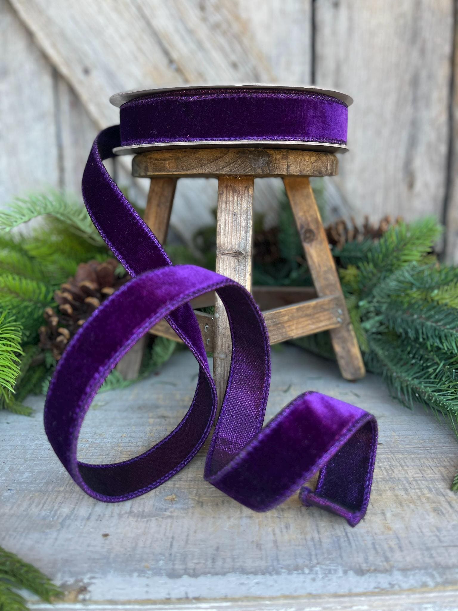 1" Purple Velvet Luster Ribbon, Farrisilk Ribbon