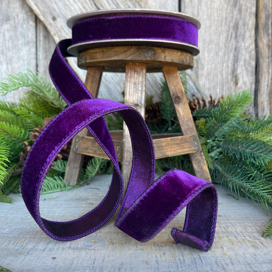 1" Purple Velvet Luster Ribbon, Farrisilk Ribbon, spring Velvet Ribbon, Purple Velvet Ribbon, Purple Ribbon, Purple Decor, RV001-27