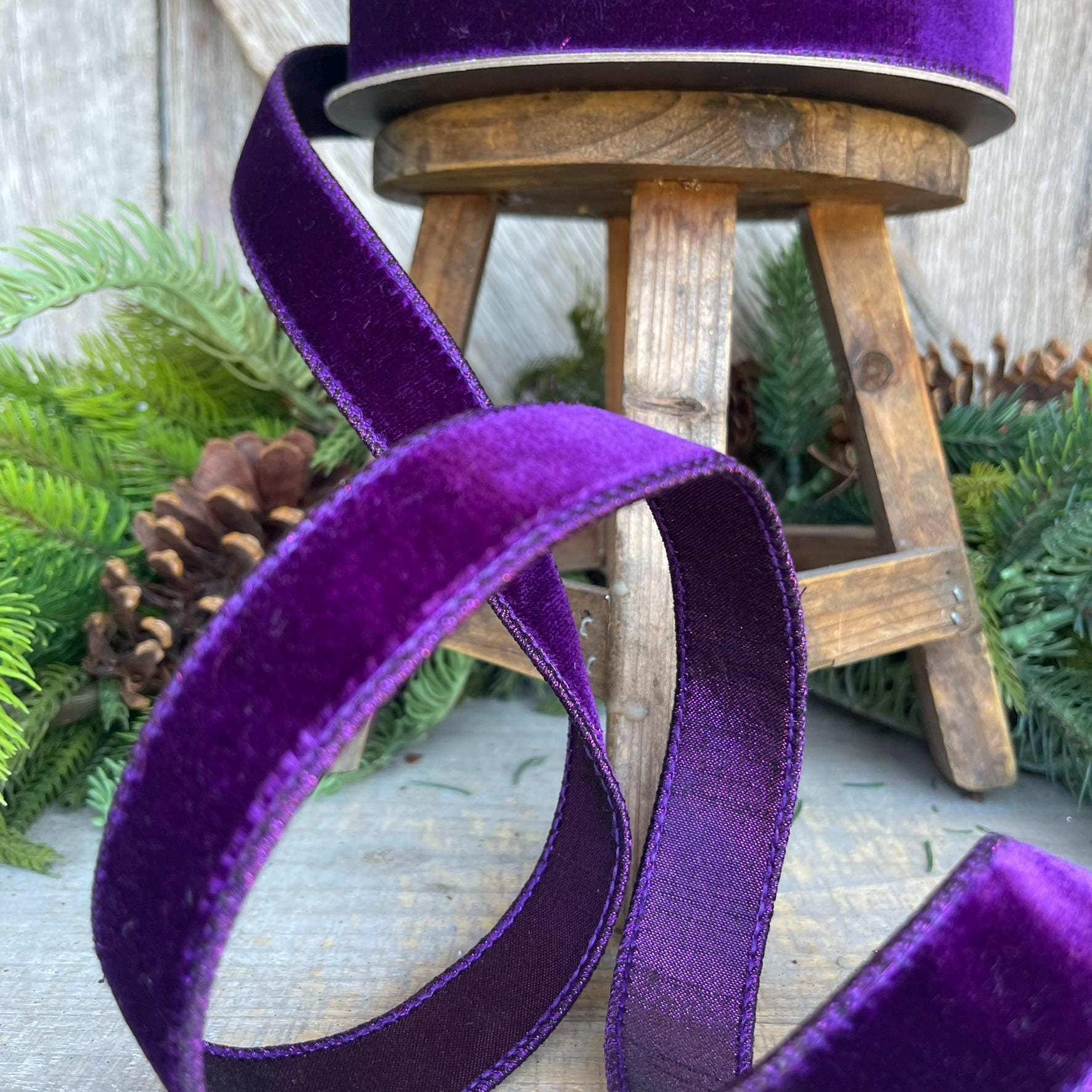 1" Purple Velvet Luster Ribbon, Farrisilk Ribbon