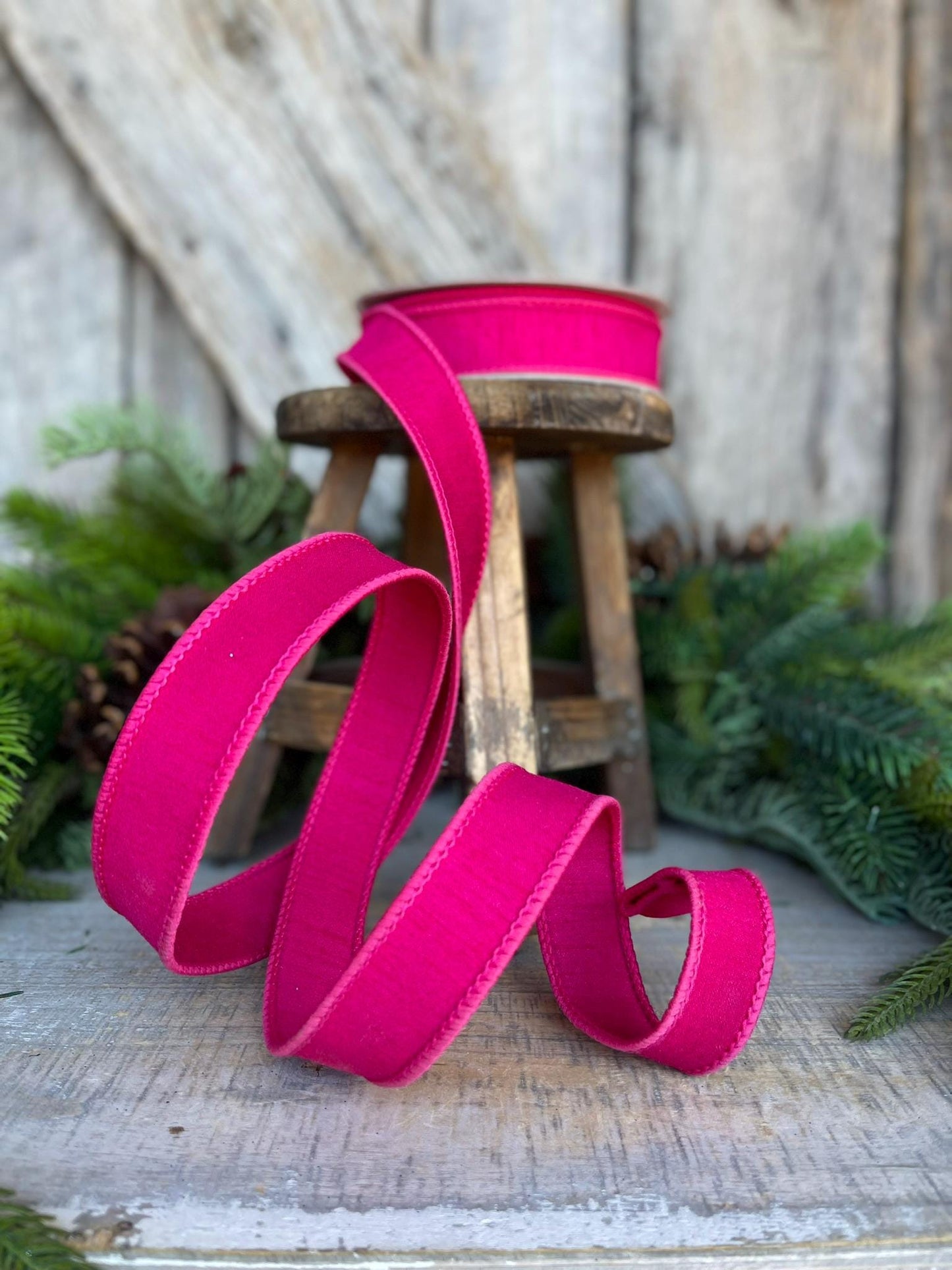 1” Hot Pink Dupion Ribbon, Farrisilk ribbon