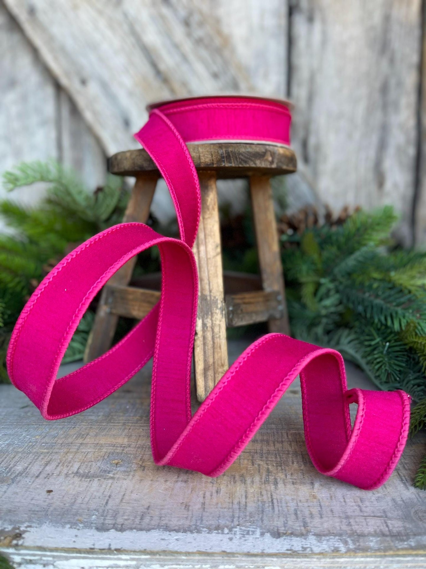 1” Hot Pink Dupion Ribbon, Farrisilk ribbon