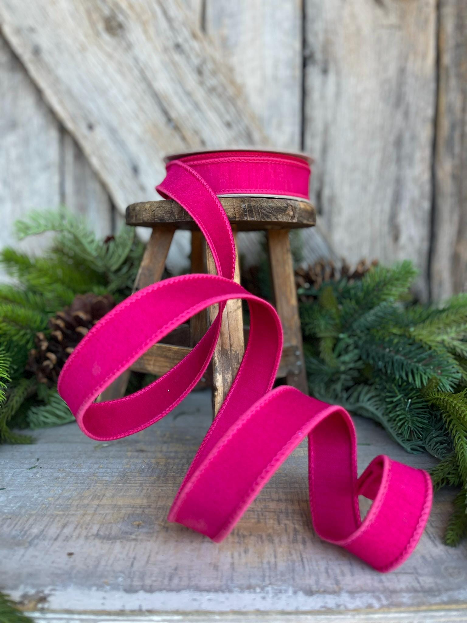 1” Hot Pink Dupion Ribbon, Farrisilk ribbon