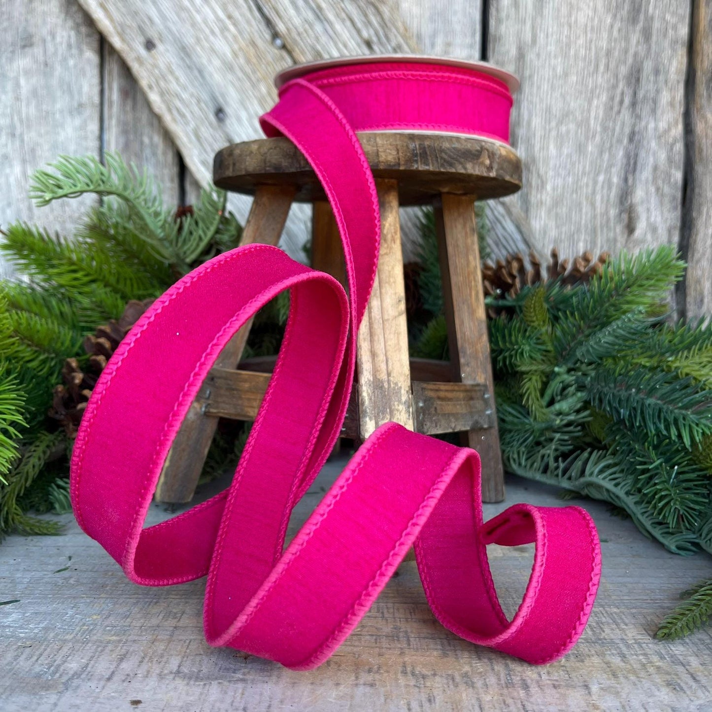 1” Hot Pink Dupion Ribbon, Farrisilk ribbon