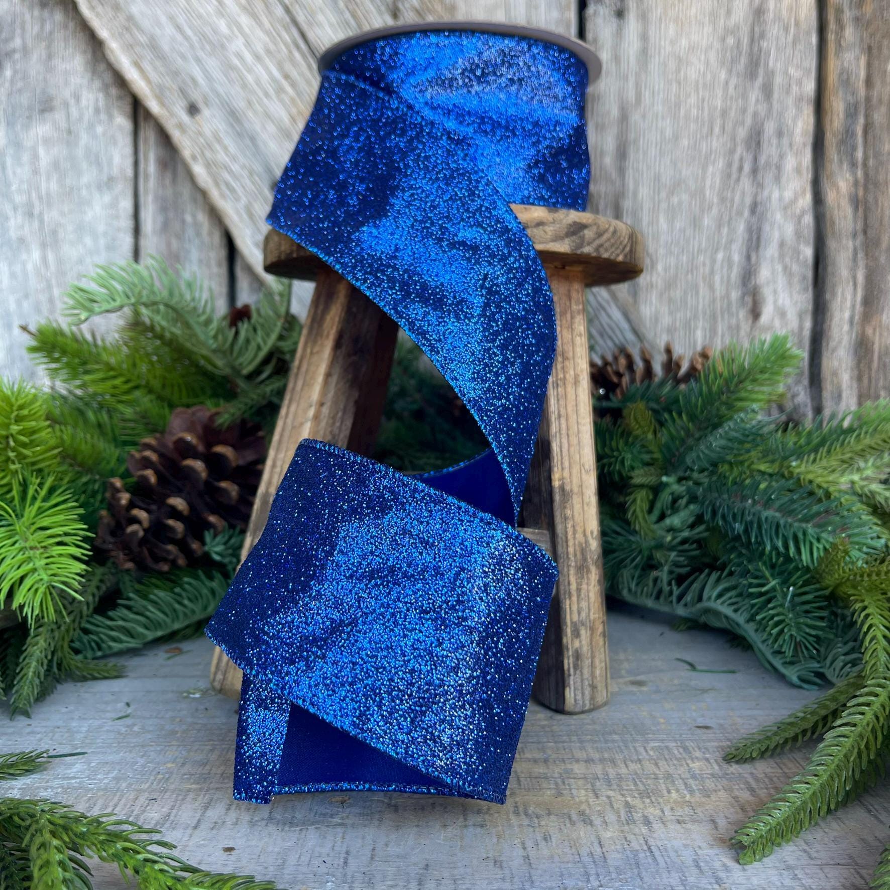 2.5" Royal Blue Diamond Dust ribbon, blue