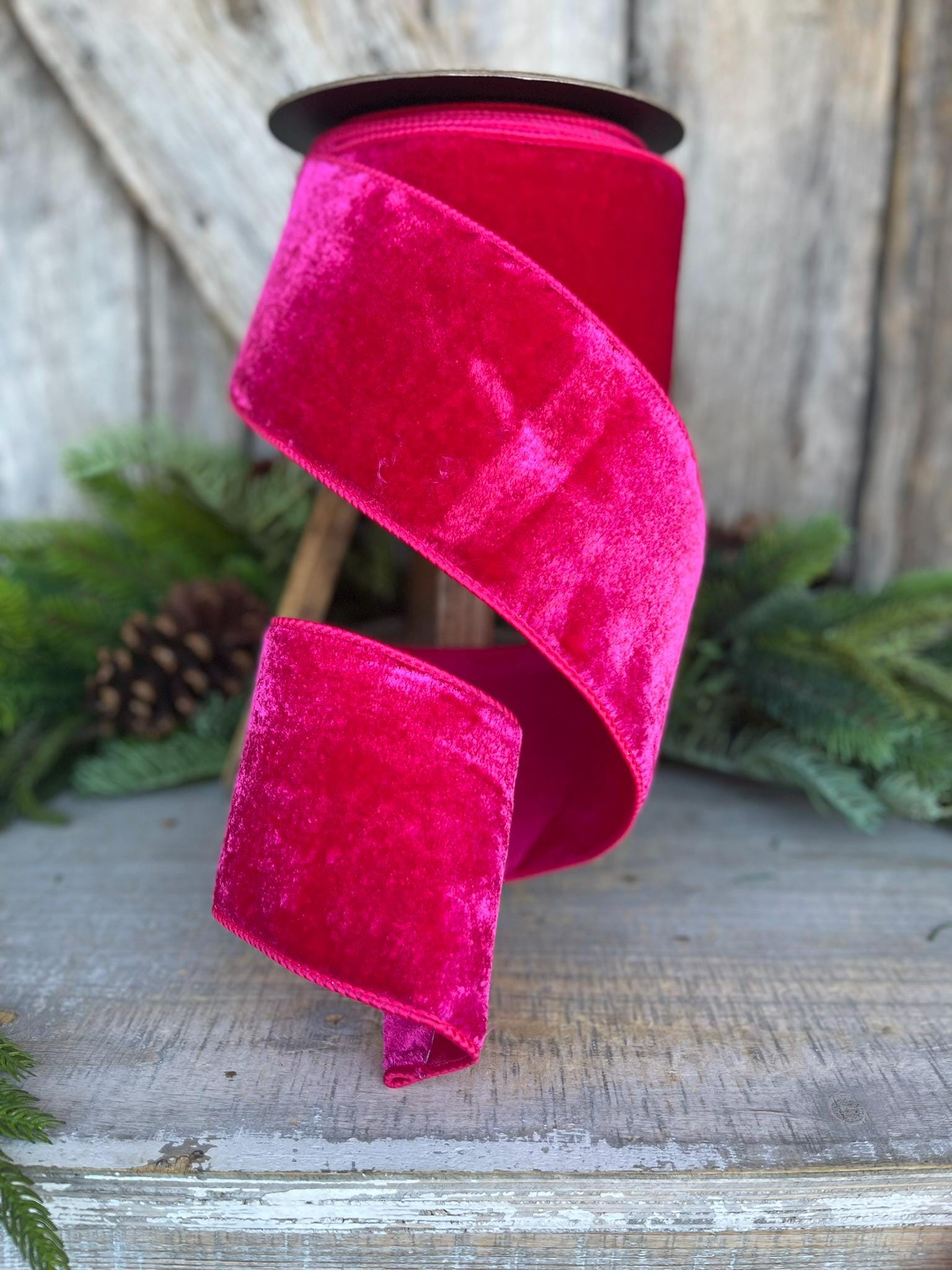 4" Hot pink Velvet ribbon, d stevens ribbon