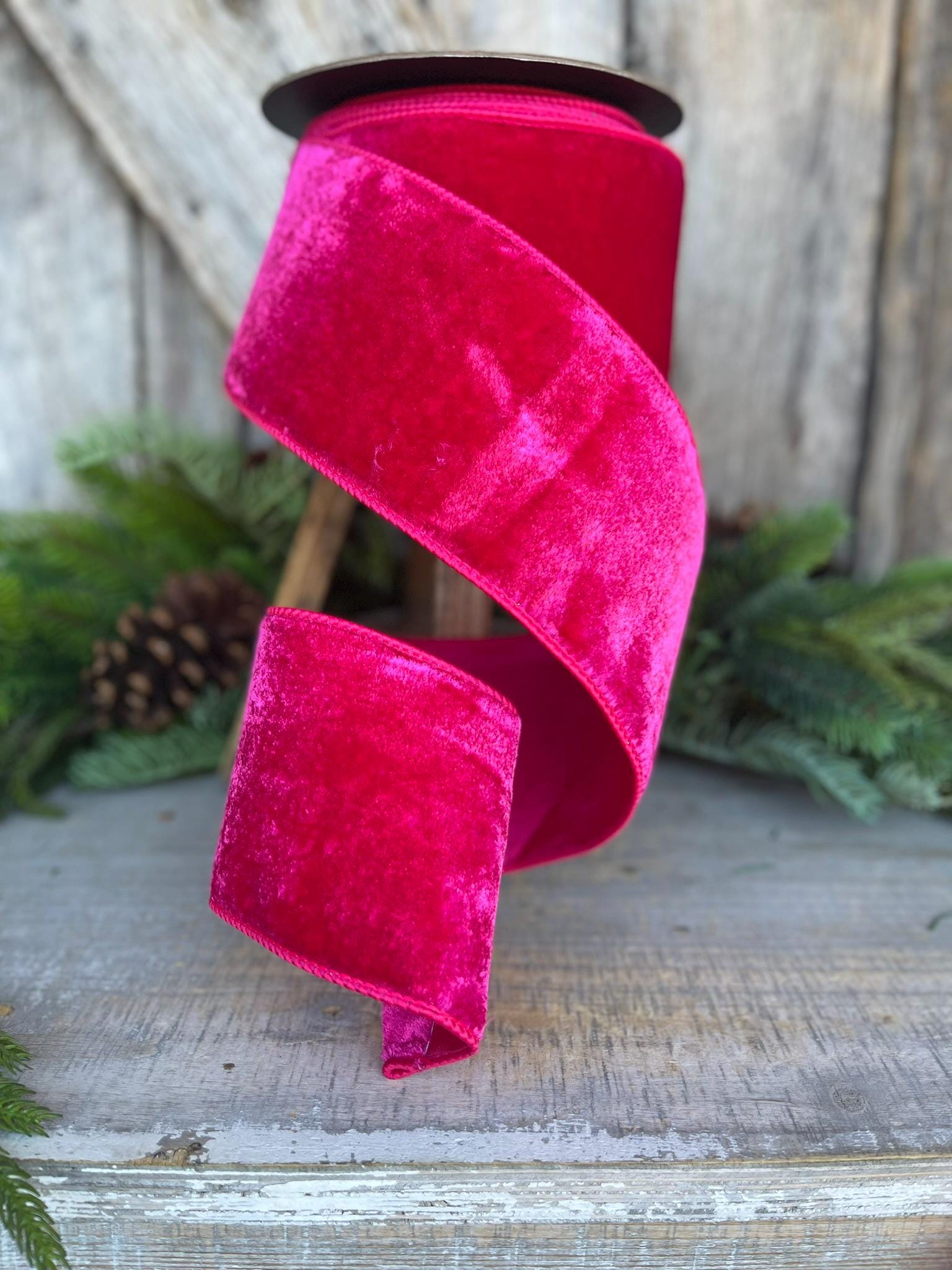 4" Hot pink Velvet ribbon, d stevens ribbon