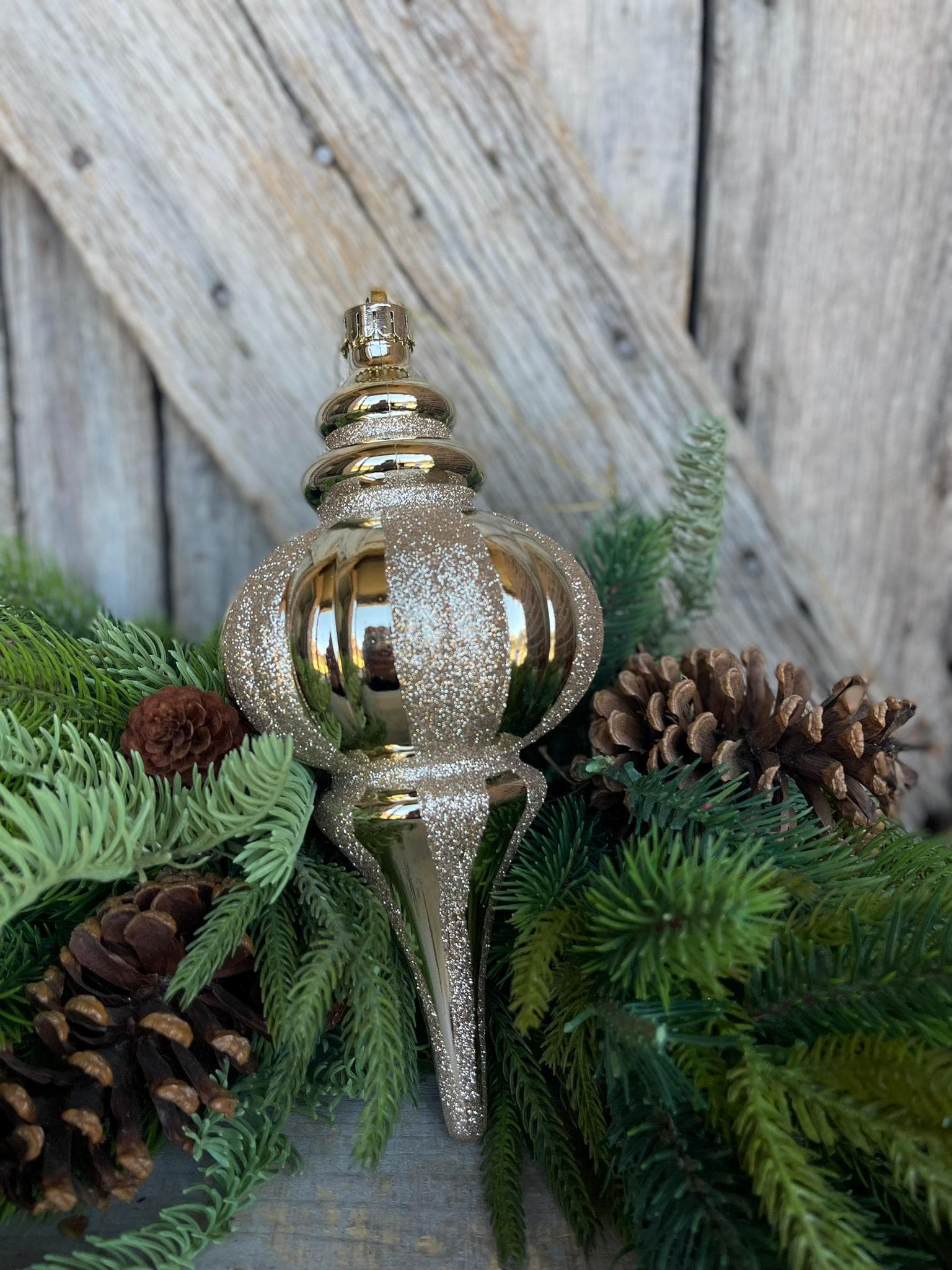 10" Champagne Gold Finial Ornament,Shatterproof Ornament, Gold Ornaments, Finial Ornaments, Christmas Ornaments, 84910CH