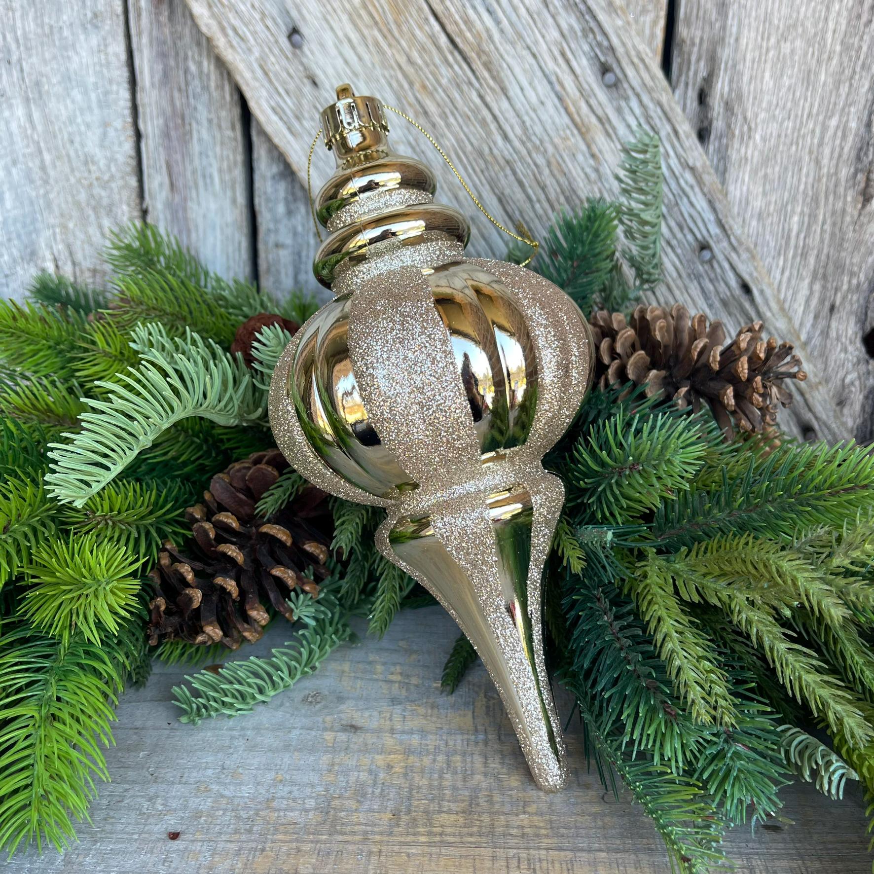 10" Champagne Gold Finial Ornament,Shatterproof Ornament, Gold Ornaments, Finial Ornaments, Christmas Ornaments, 84910CH