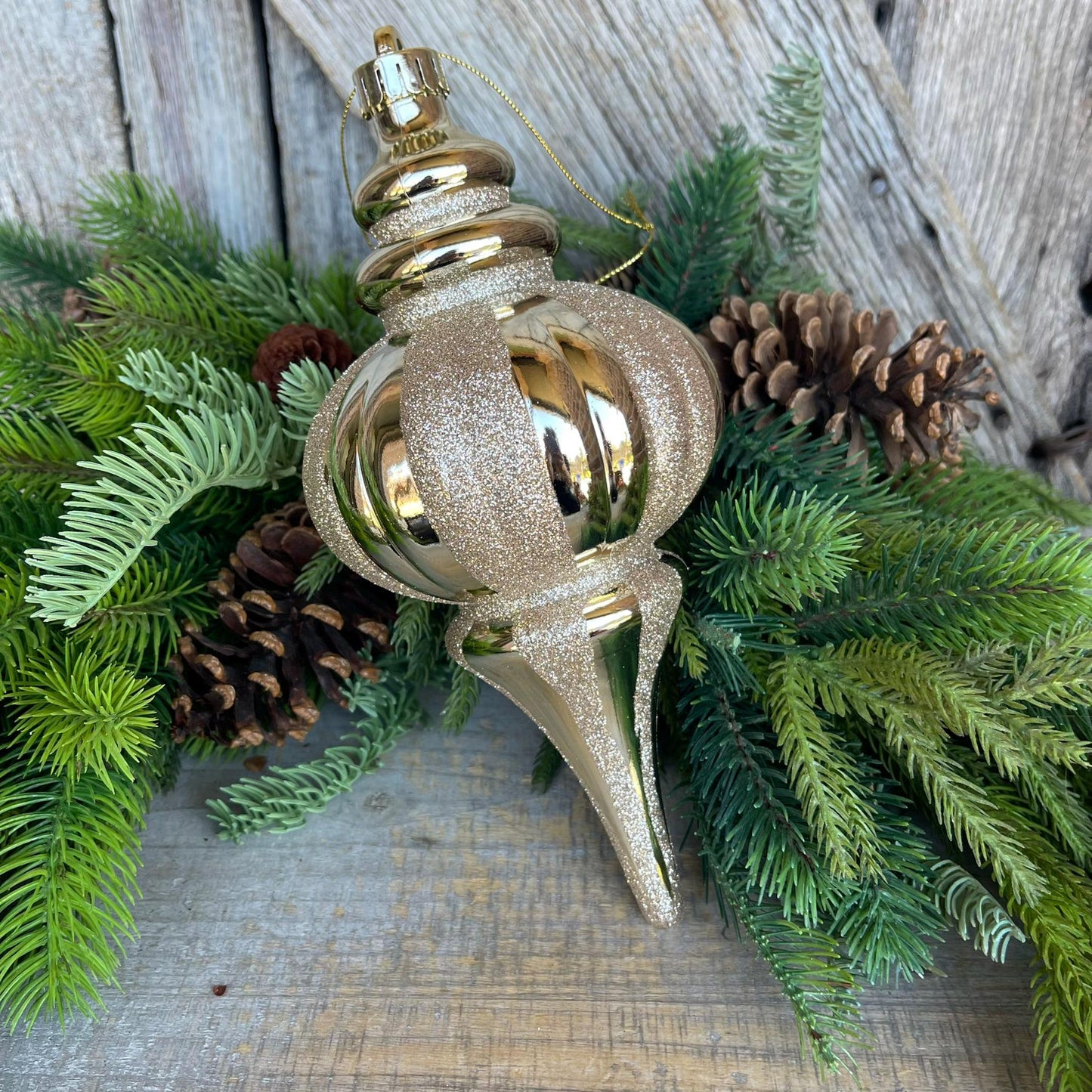 10" Champagne Gold Finial Ornament,Shatterproof Ornament, Gold Ornaments, Finial Ornaments, Christmas Ornaments, 84910CH