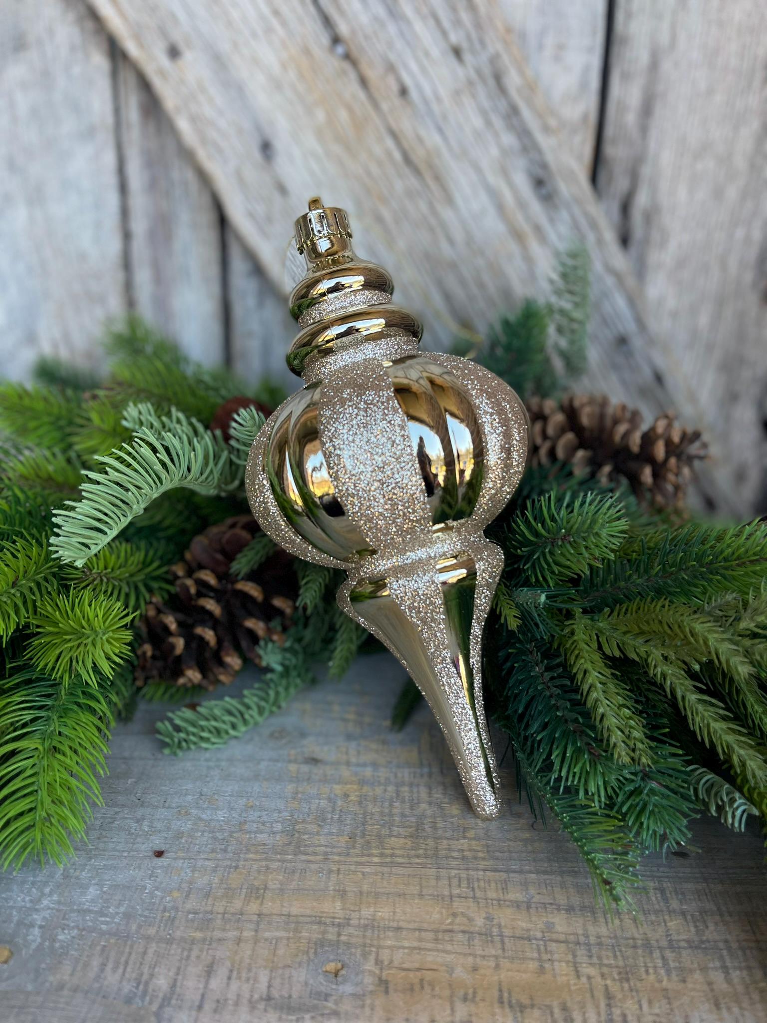 10" Champagne Gold Finial Ornament,Shatterproof Ornament, Gold Ornaments, Finial Ornaments, Christmas Ornaments, 84910CH