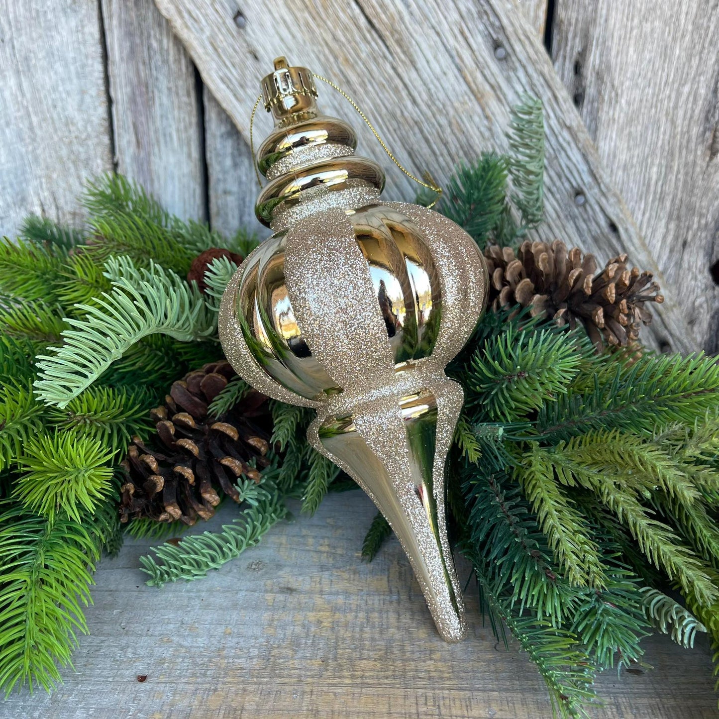 10" Champagne Gold Finial Ornament,Shatterproof Ornament, Gold Ornaments, Finial Ornaments, Christmas Ornaments, 84910CH