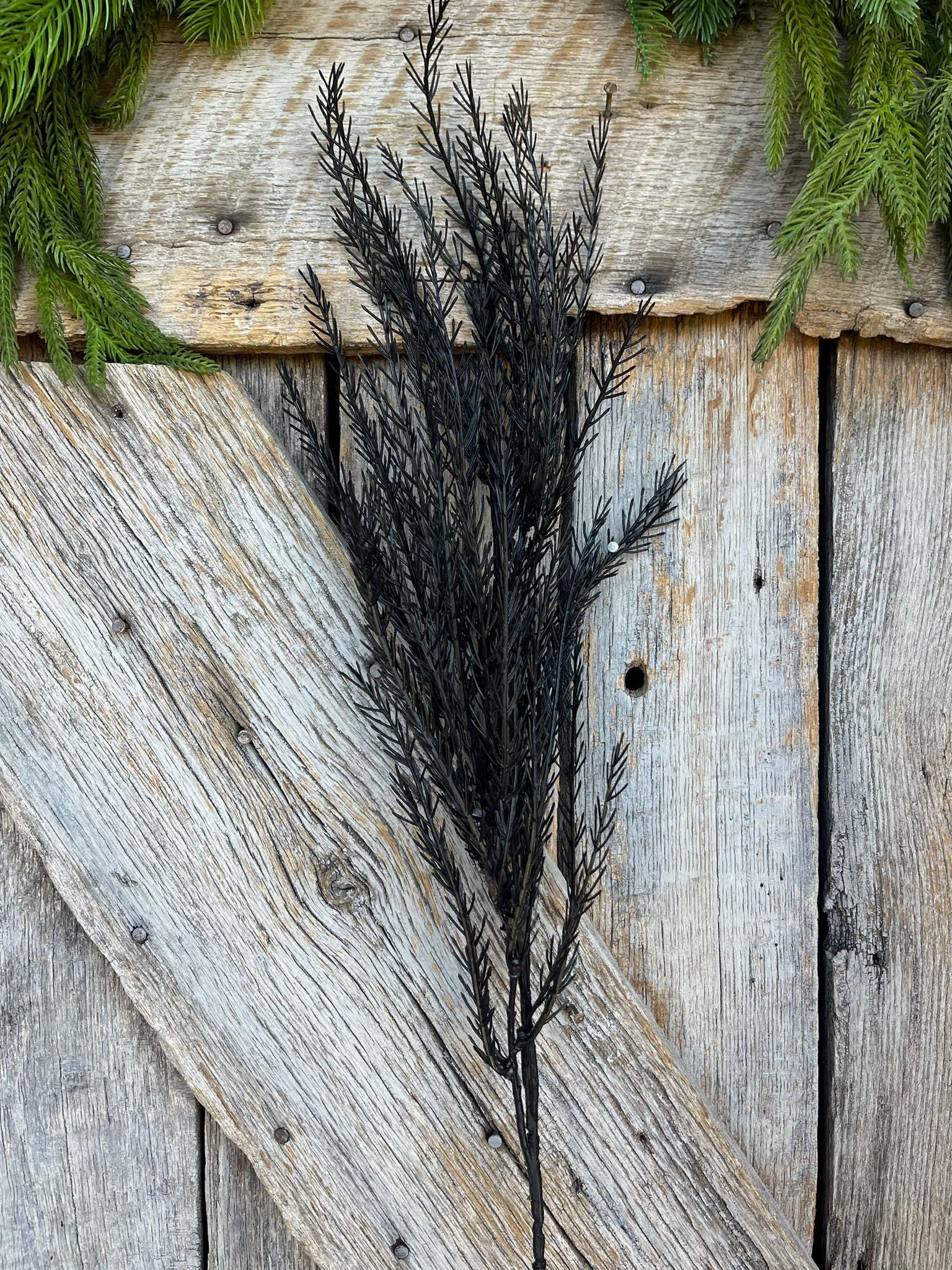 32" Black Fern Spray, Black Halloween Spray