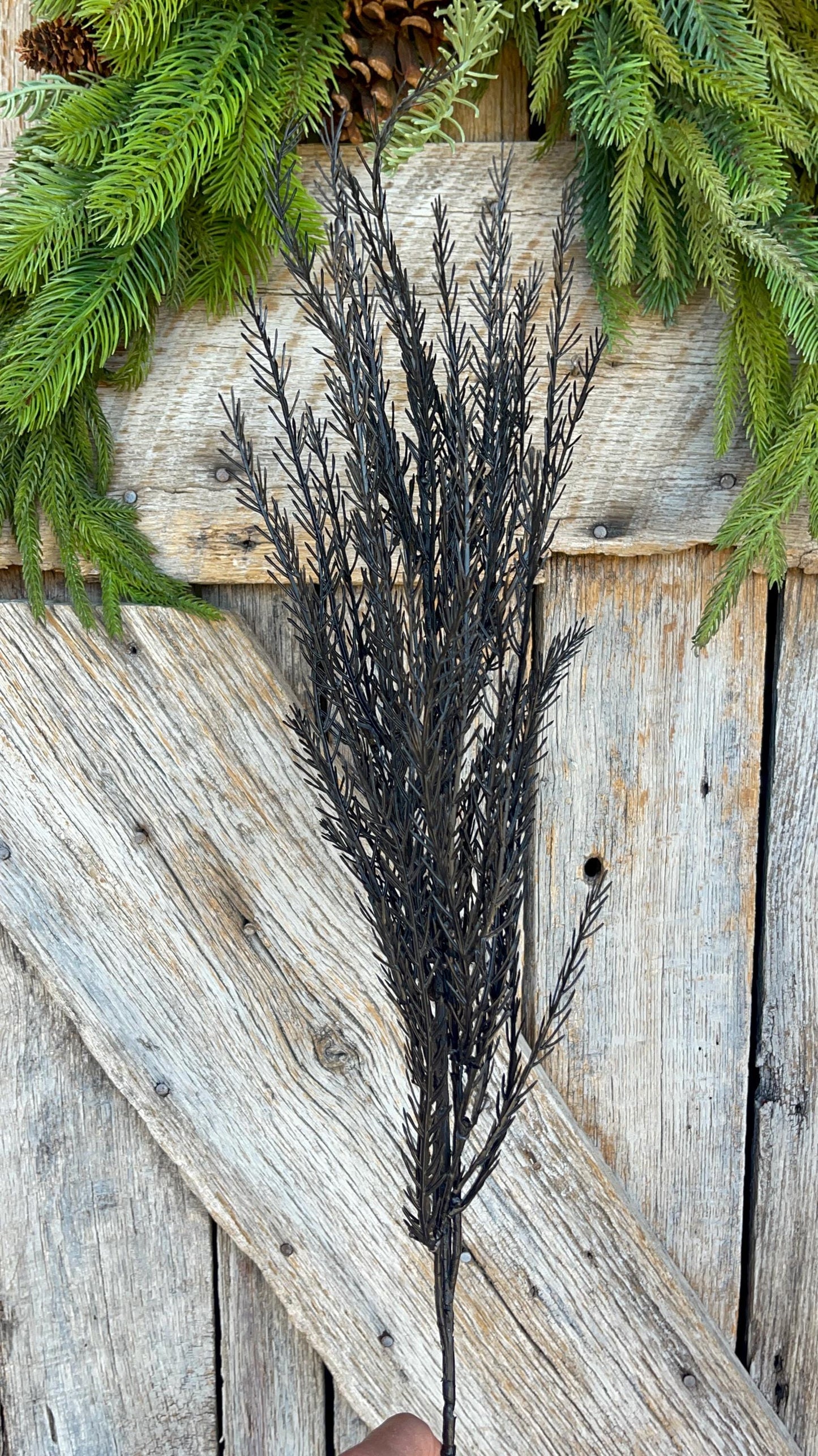 32" Black Fern Spray, Black Halloween Spray