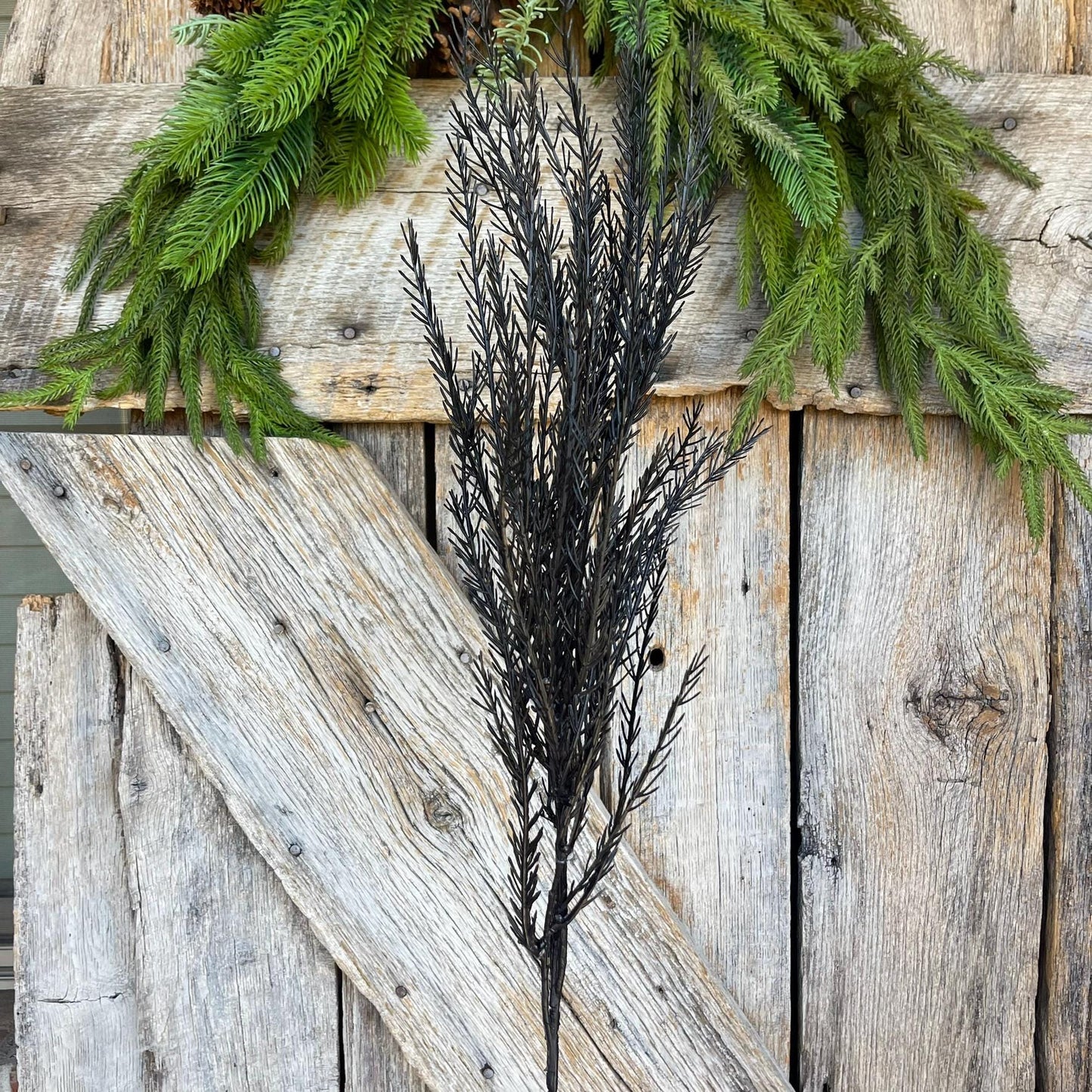 32" Black Fern Spray, Black Halloween Spray