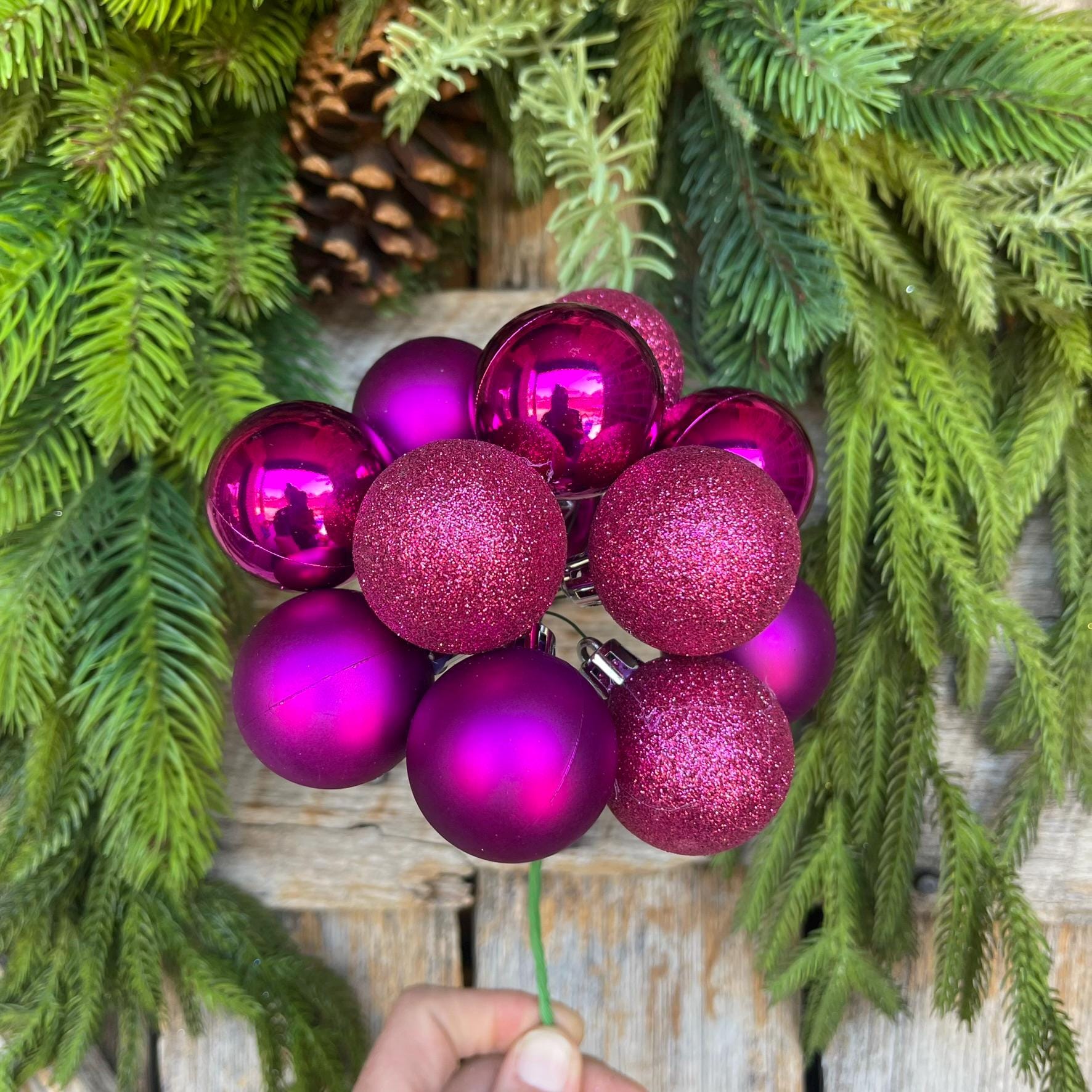 12" Hot Pink Ornament Ball Pick, Hot Pink Ball Pick