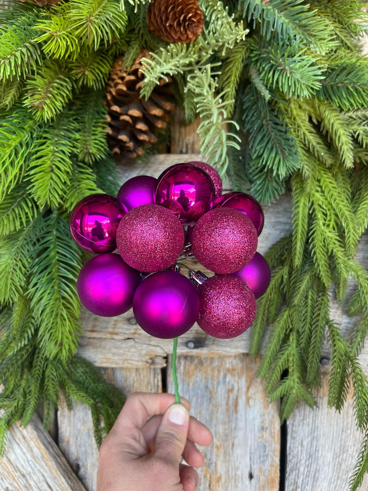 12" Hot Pink Ornament Ball Pick, Hot Pink Ball Pick