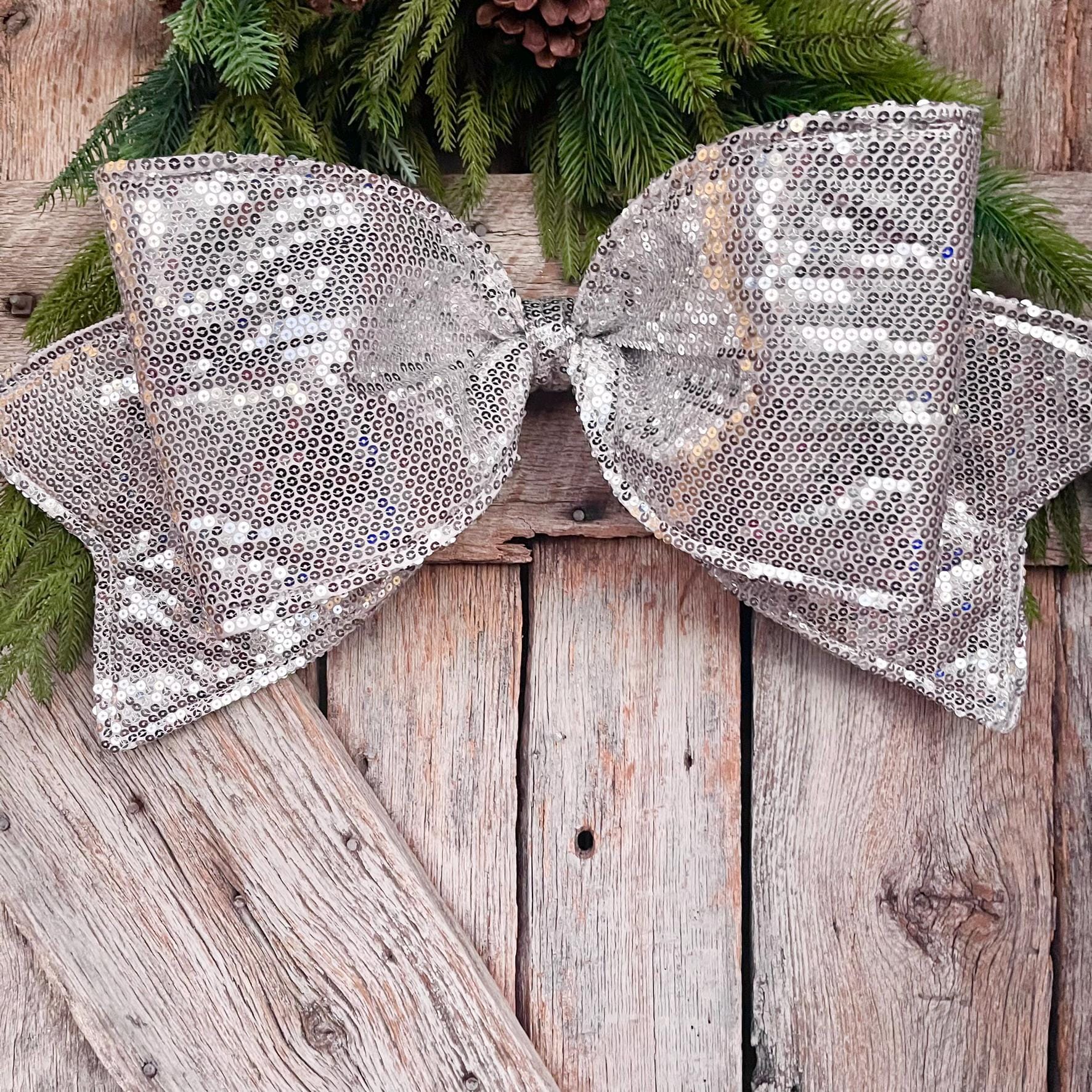 24" Silver Sequin Bow, Farrisilk Bow