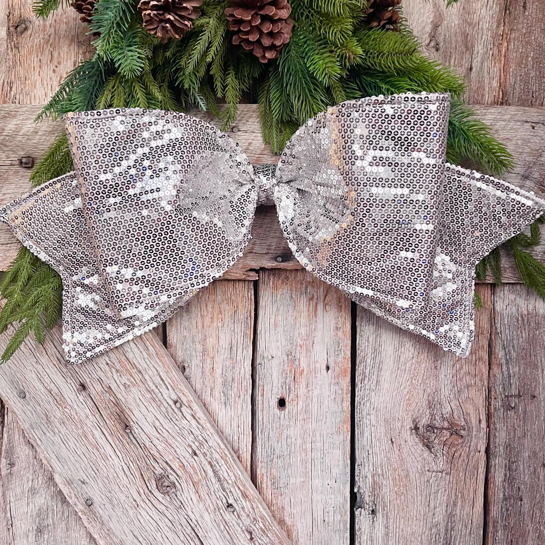 24" Silver Sequin Bow, Farrisilk Bow