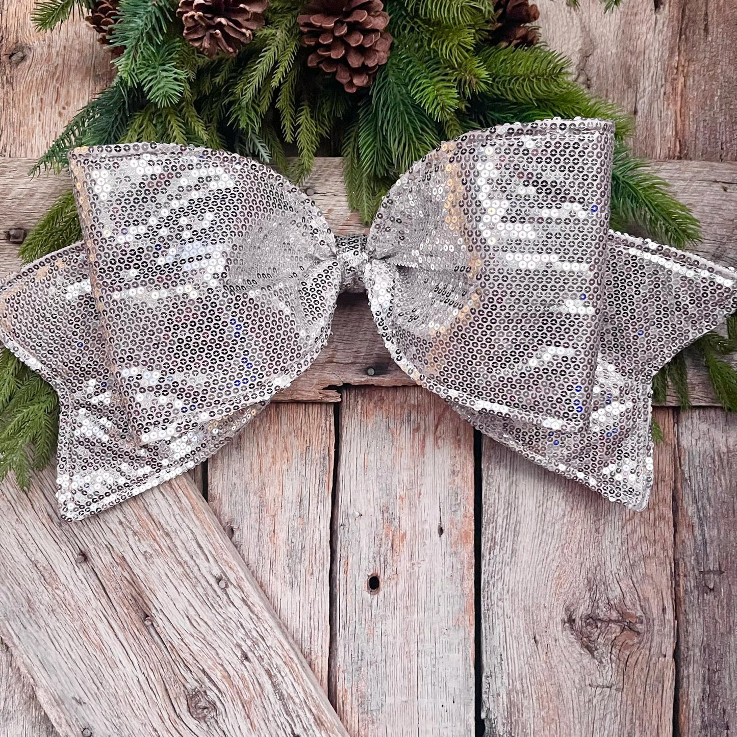 24" Silver Sequin Bow, Farrisilk Bow