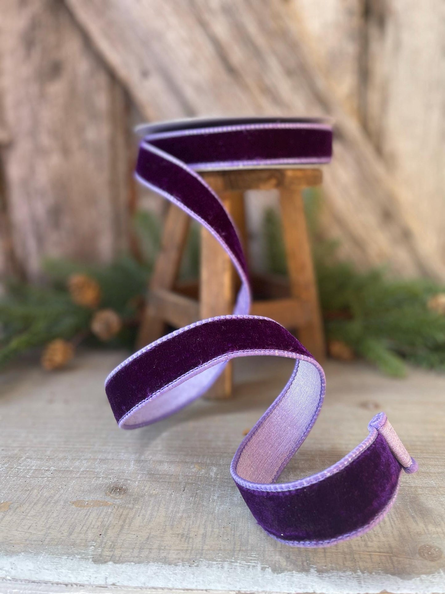 1" Purple Violet Velvet Ribbon, Farrisilk Ribbon