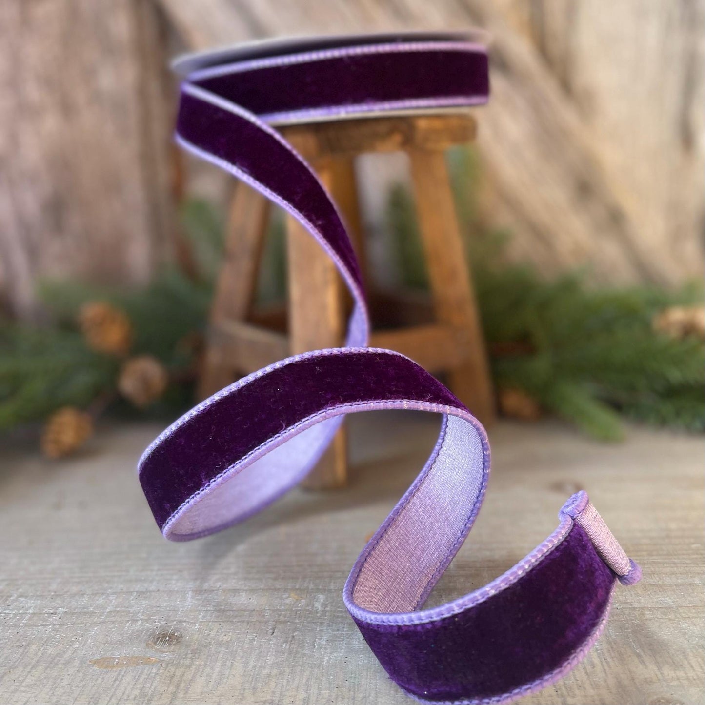 1" Purple Violet Velvet Ribbon, Farrisilk Ribbon