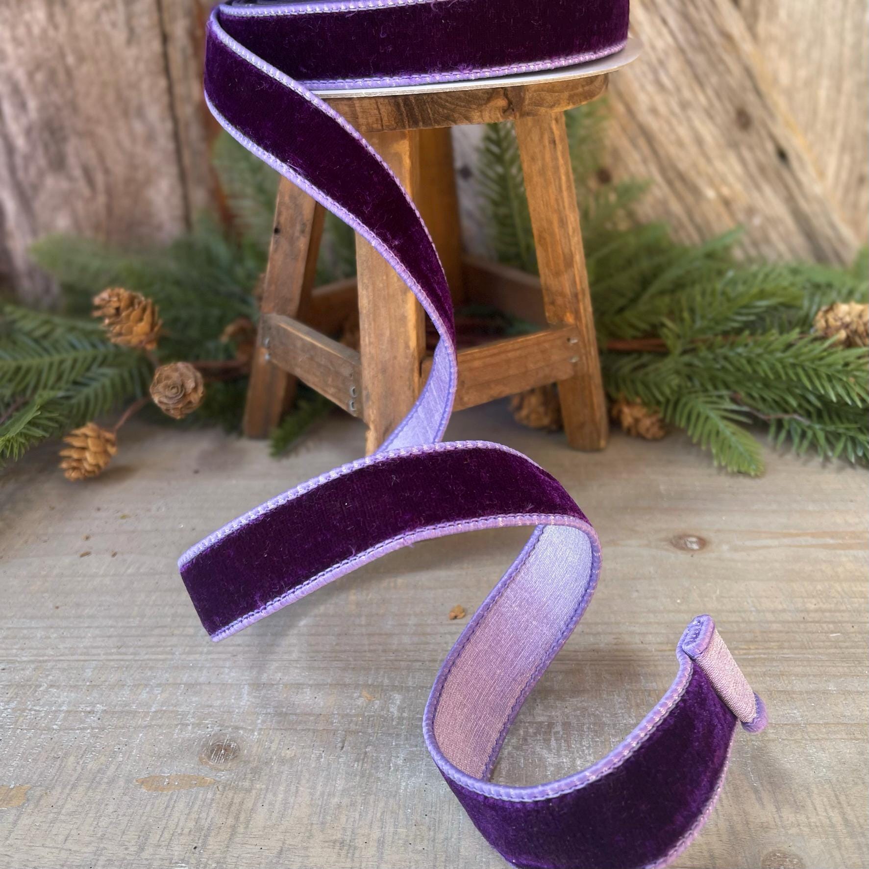 1" Purple Violet Velvet Ribbon, Farrisilk Ribbon