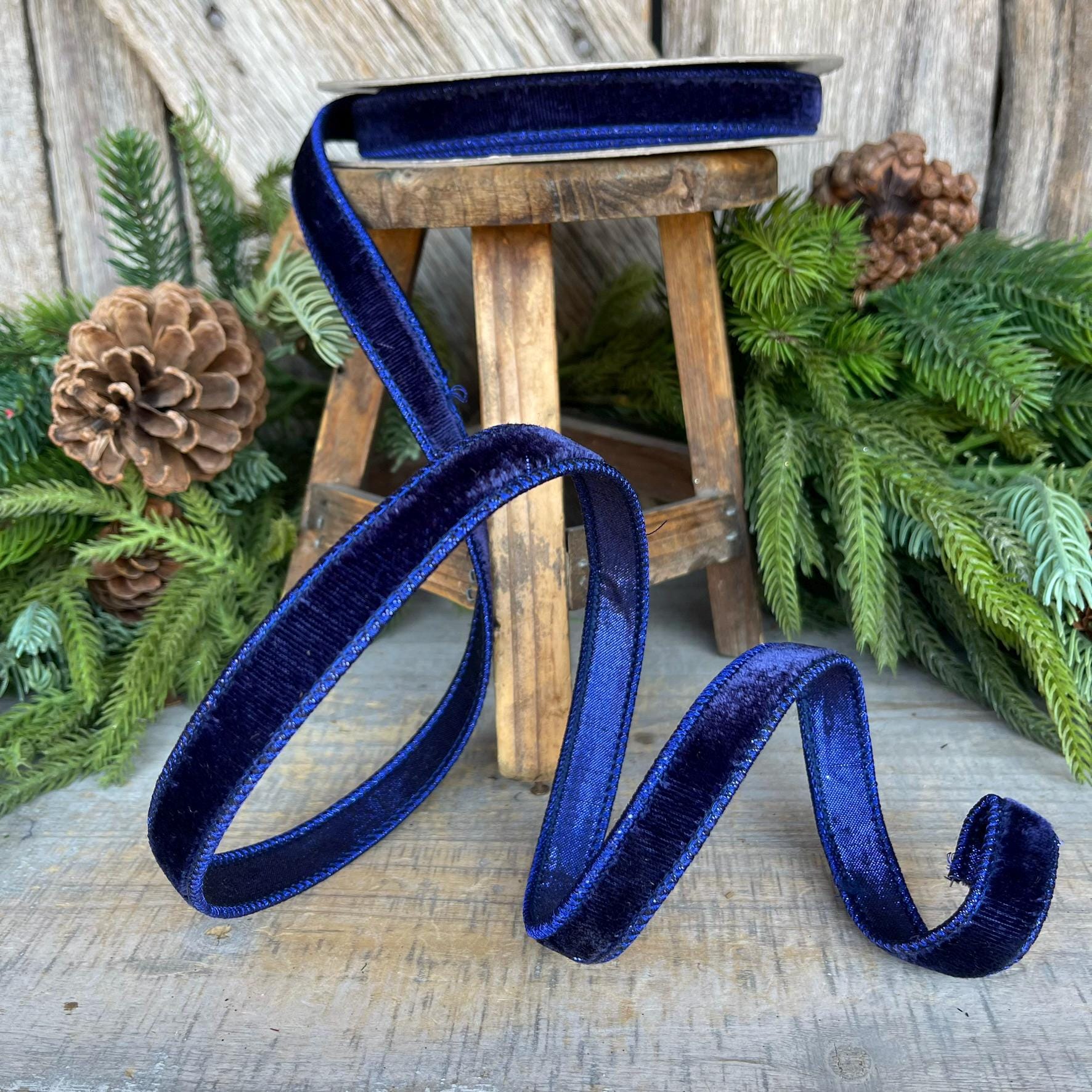 3/4" Navy Blue Velvet Ribbon, Velvet Ribbon