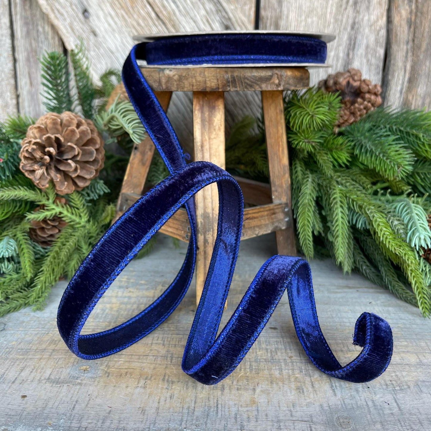 3/4" Navy Blue Velvet Ribbon, Velvet Ribbon