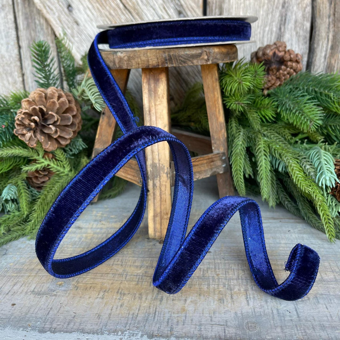 3/4" Navy Blue Velvet Ribbon, Velvet Ribbon