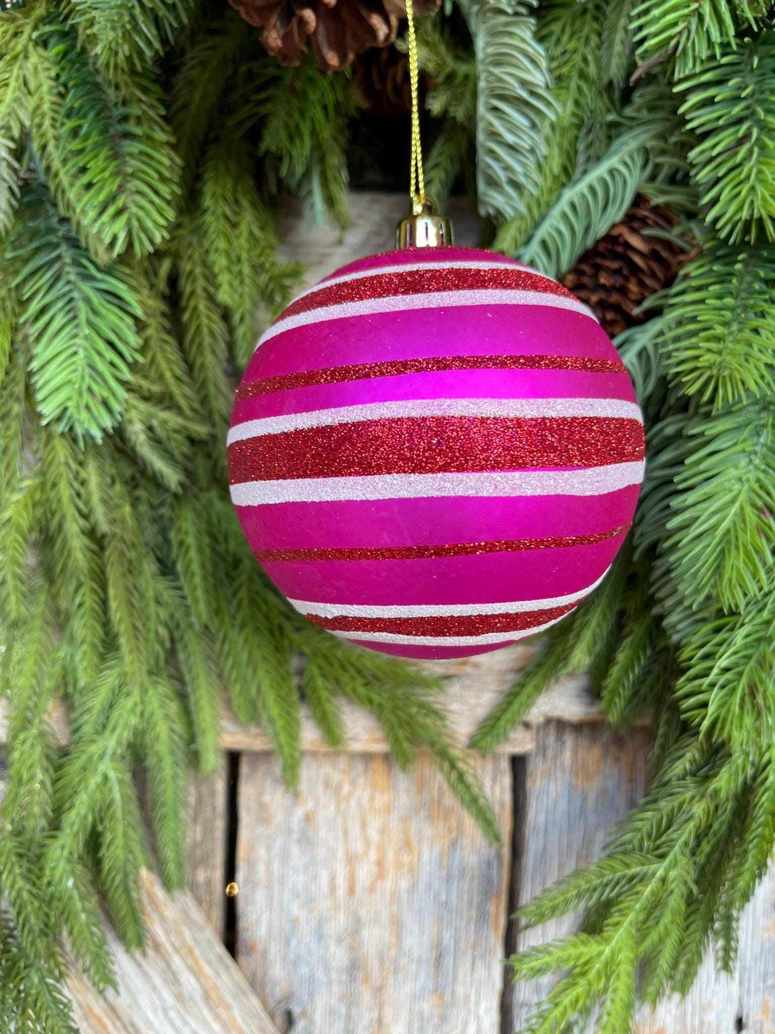 4" Hot Pink Ornament, Hot Pink Ball