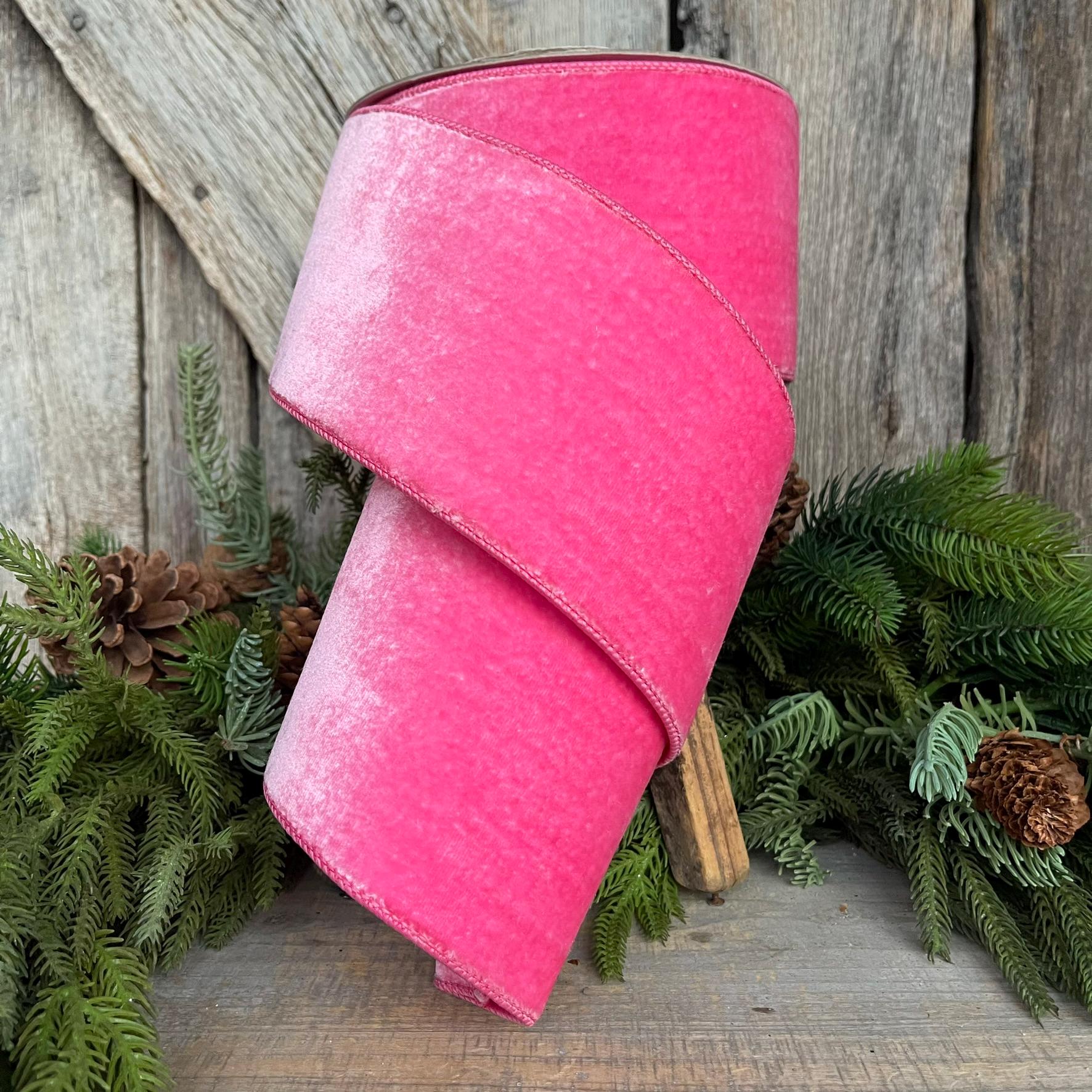 4" Pink Velvet Ribbon, Bubblegum Pink