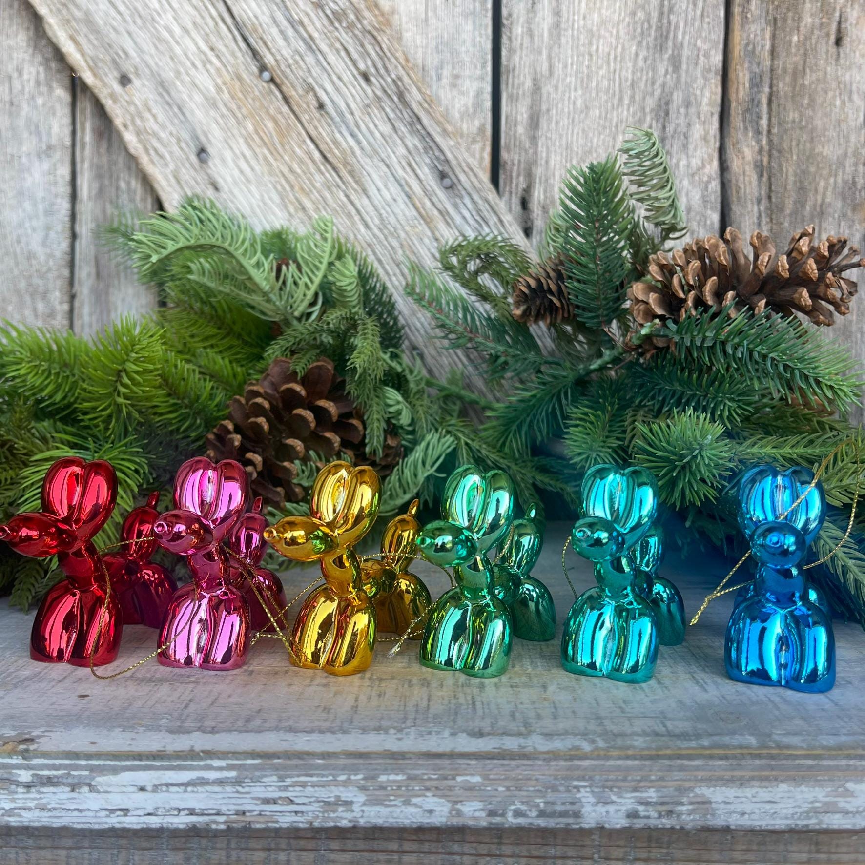 3" Balloon Dog Ornament Set, Christmas Ornament