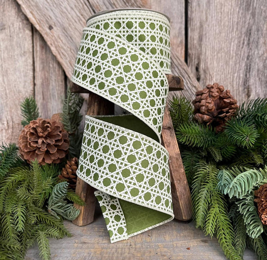 2.5" Moss Green Ribbon, Wired Ribbon