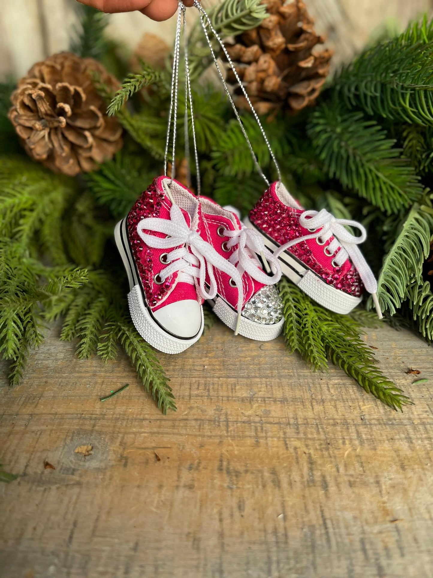 3" Pink Sneakers Ornament Set, Pink Ornaments