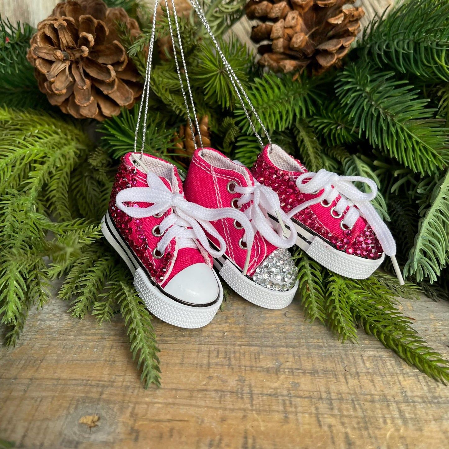 3" Pink Sneakers Ornament Set, Pink Ornaments