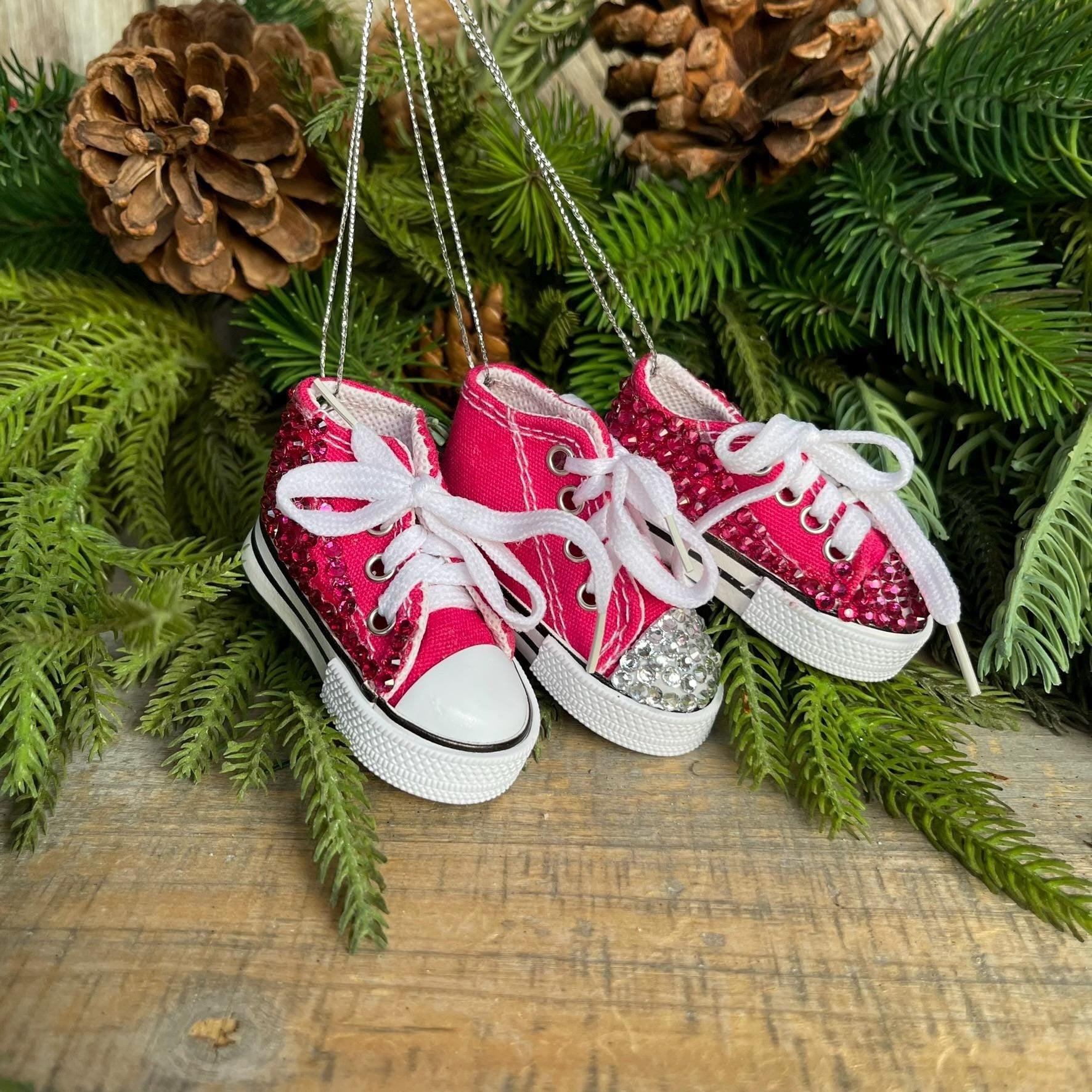 3" Pink Sneakers Ornament Set, Pink Ornaments