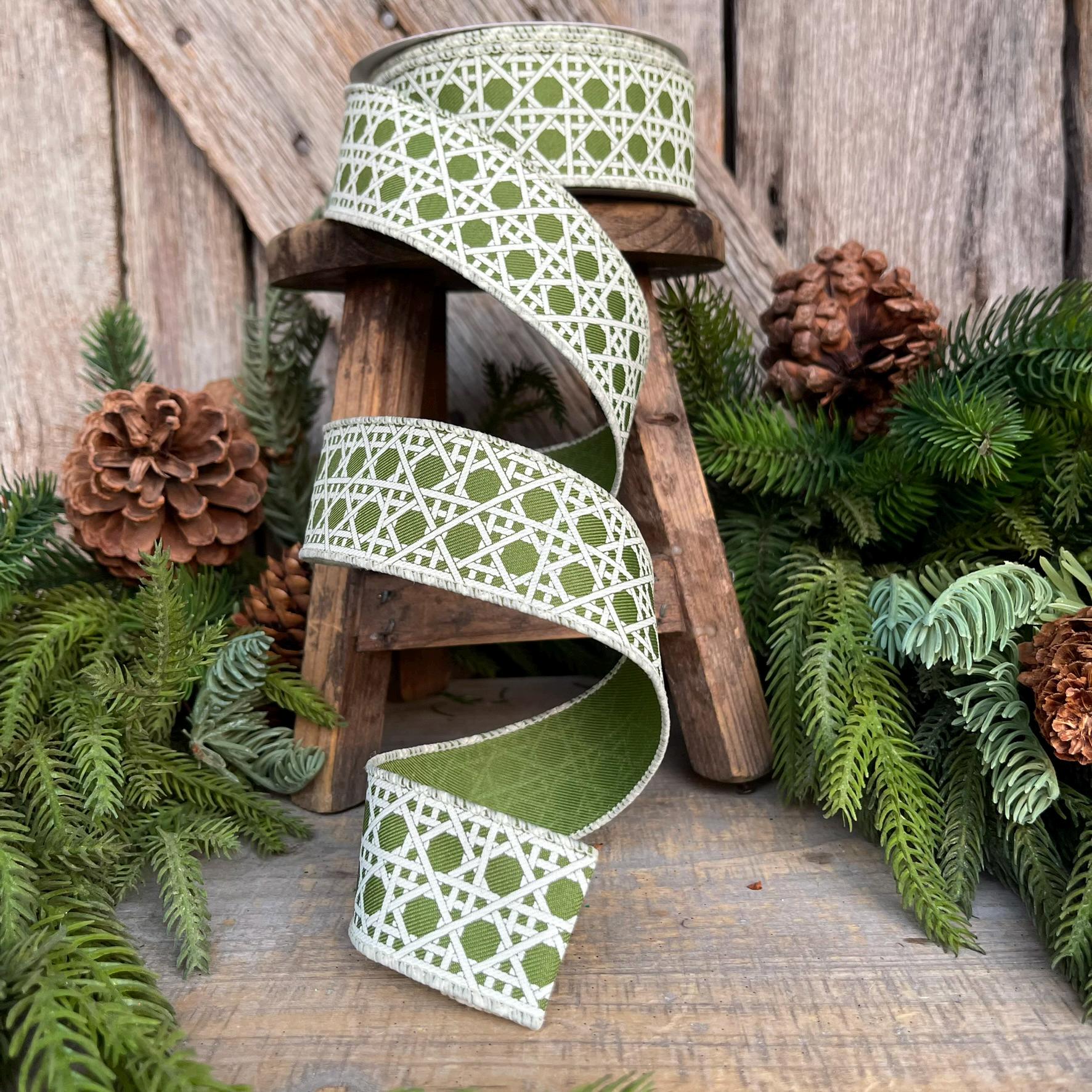 1.5" Moss Green Ribbon, Wired Ribbon